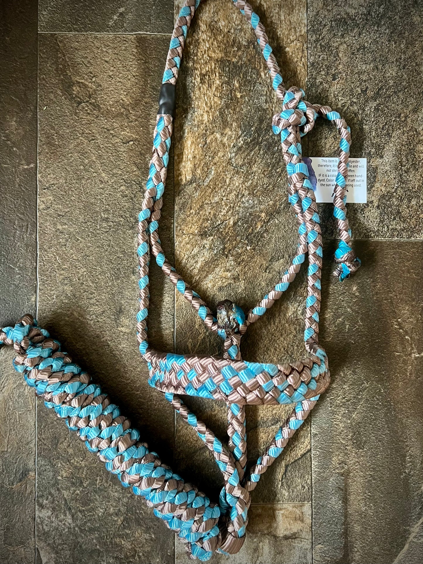 Muletape Halter w/Removable 9’ Lead - Bronze & Teal - Average Horse