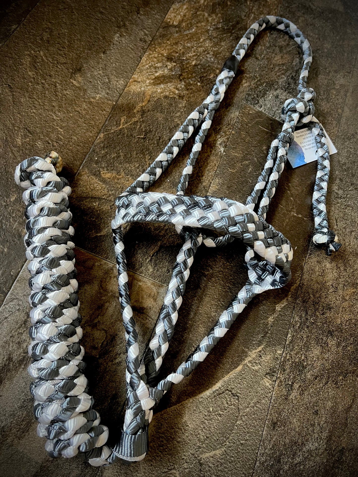 Muletape Halter w/Removable 9’ Lead - Gunmetal Grey & White - Average Horse - RTS