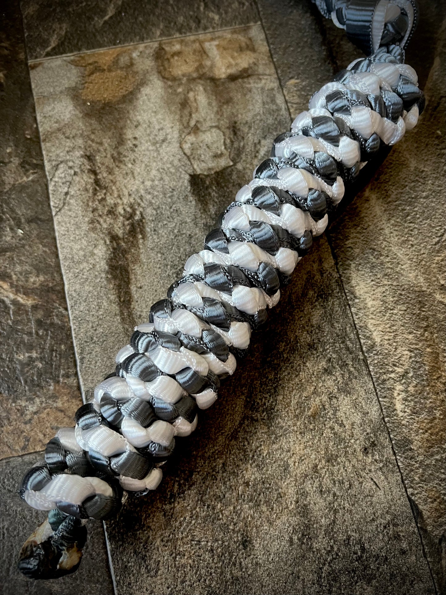 Muletape Halter w/Removable 9’ Lead - Gunmetal Grey & White - Average Horse - RTS