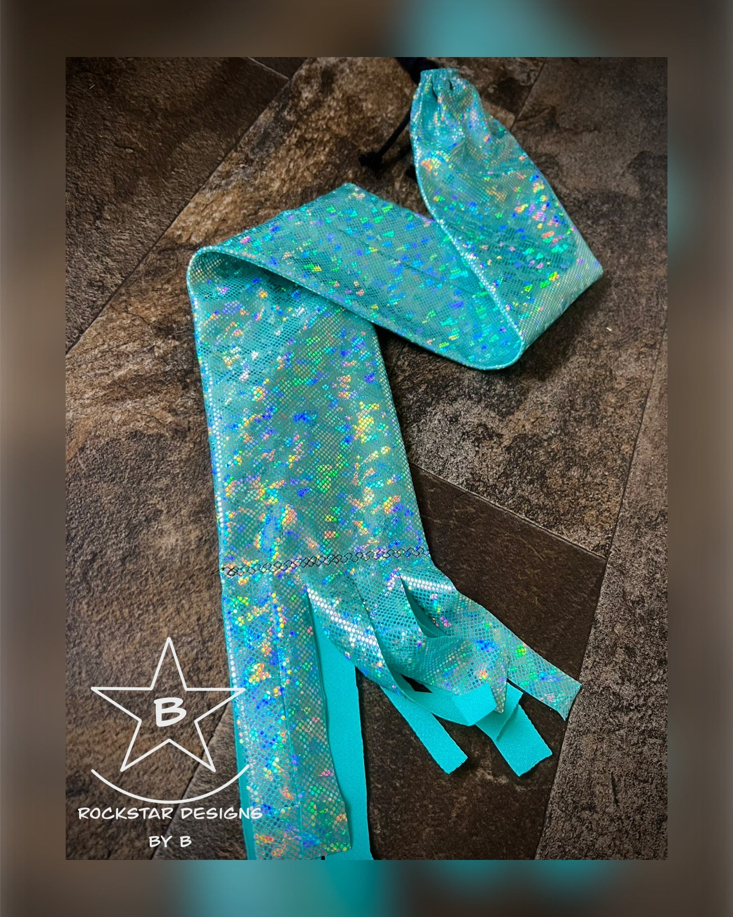 Single Tube Tail Bag - Holographic Mint/Teal - RTS