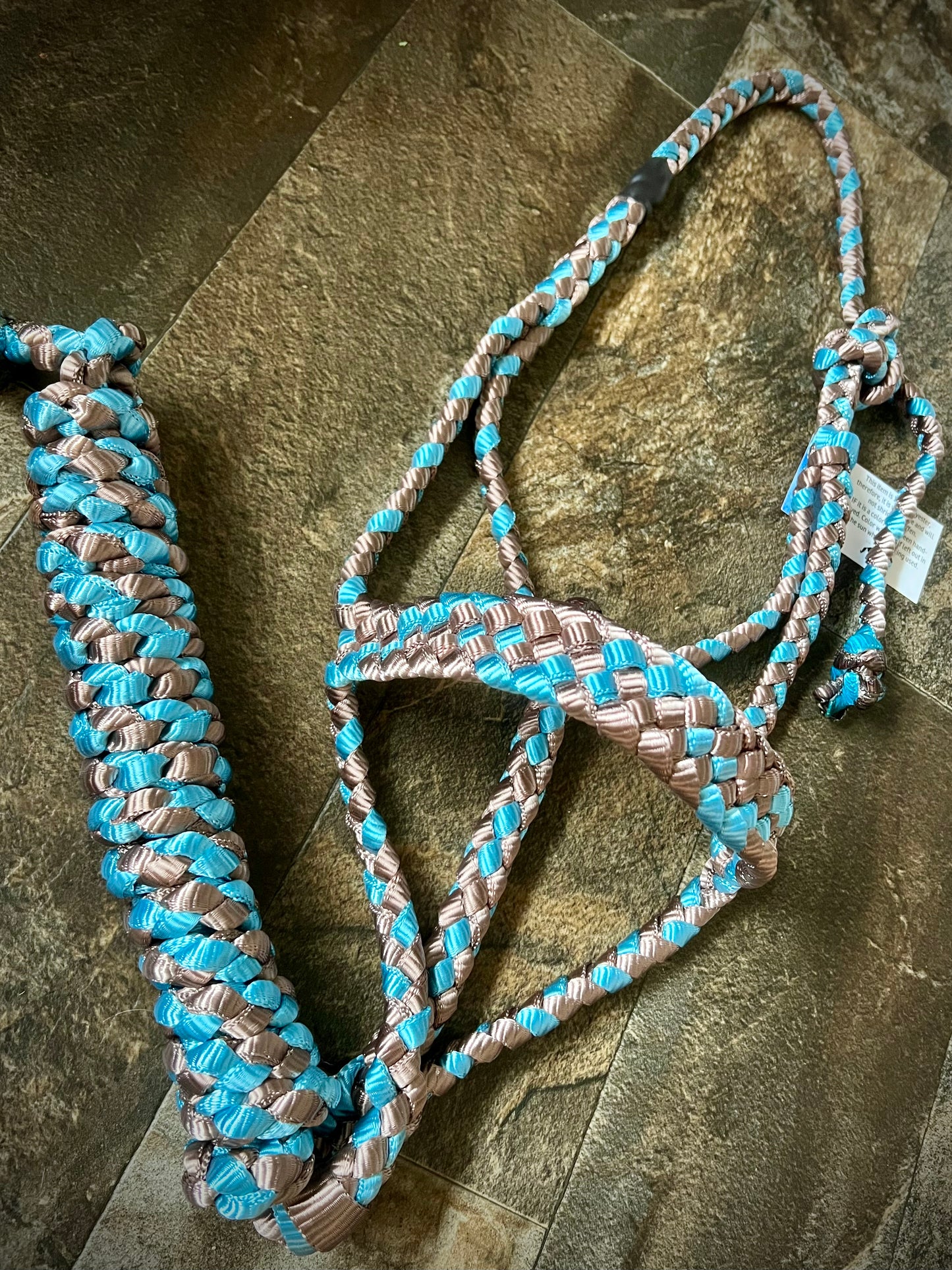 Muletape Halter w/Removable 9’ Lead - Bronze & Teal - Average Horse