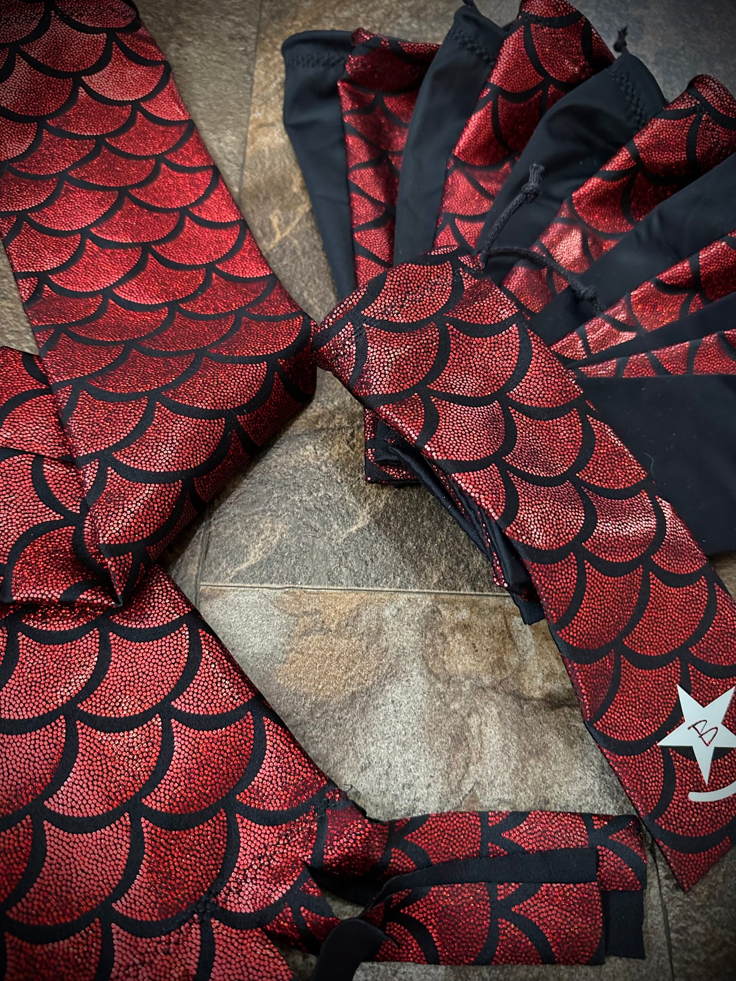 Matched Set - Set of 12 Mane Bags & 1 Tail Bag - Red Holographic Mermaid - RTS