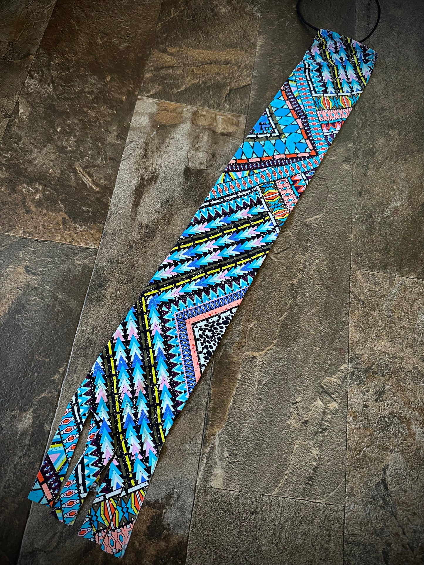 (OOL)Single Tube Tail Bag - Aztec/Mosaic Blue Mixed Design - RTS