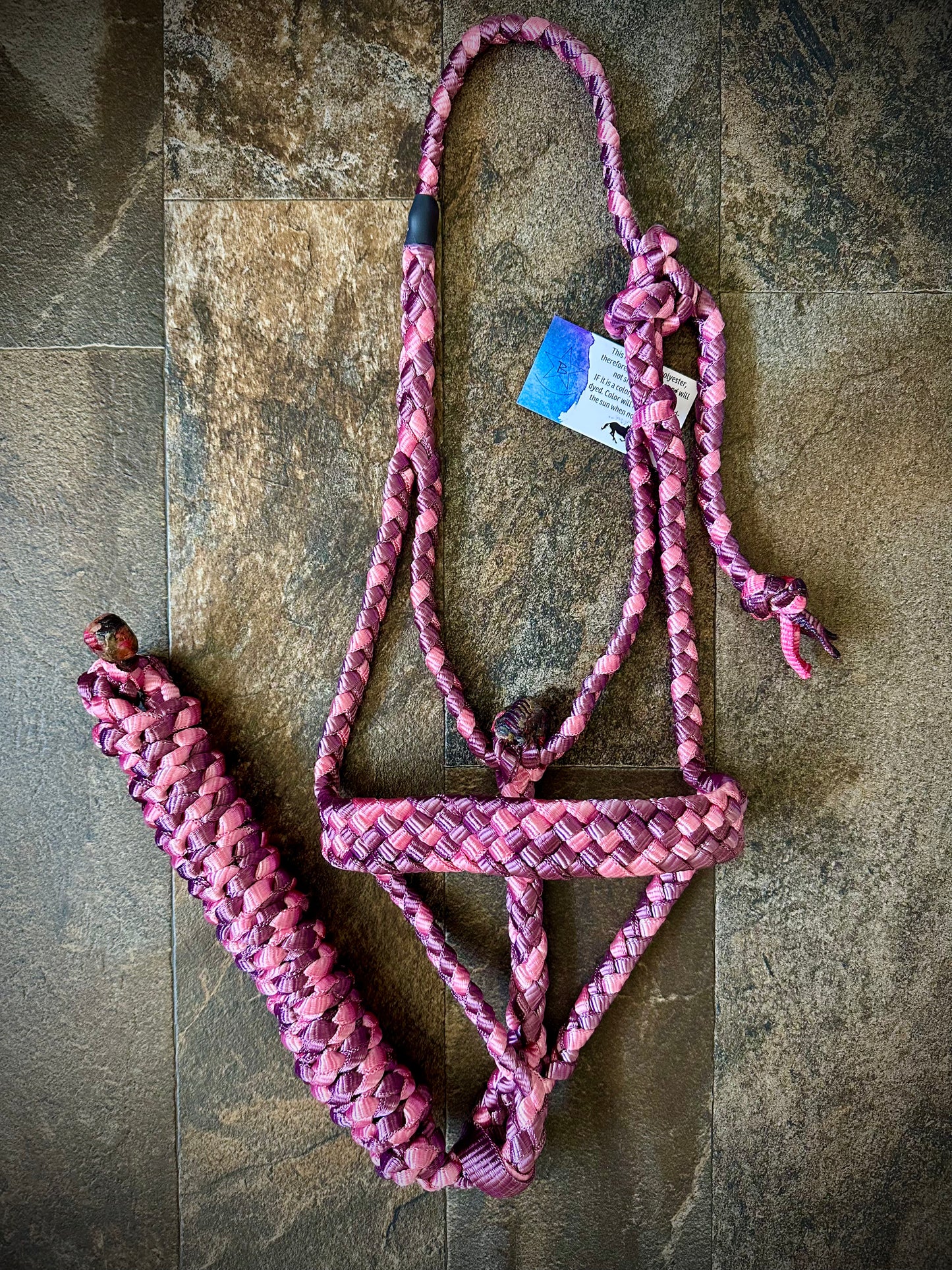 Muletape Halter w/Removable 10’ Lead - Wine & Pink