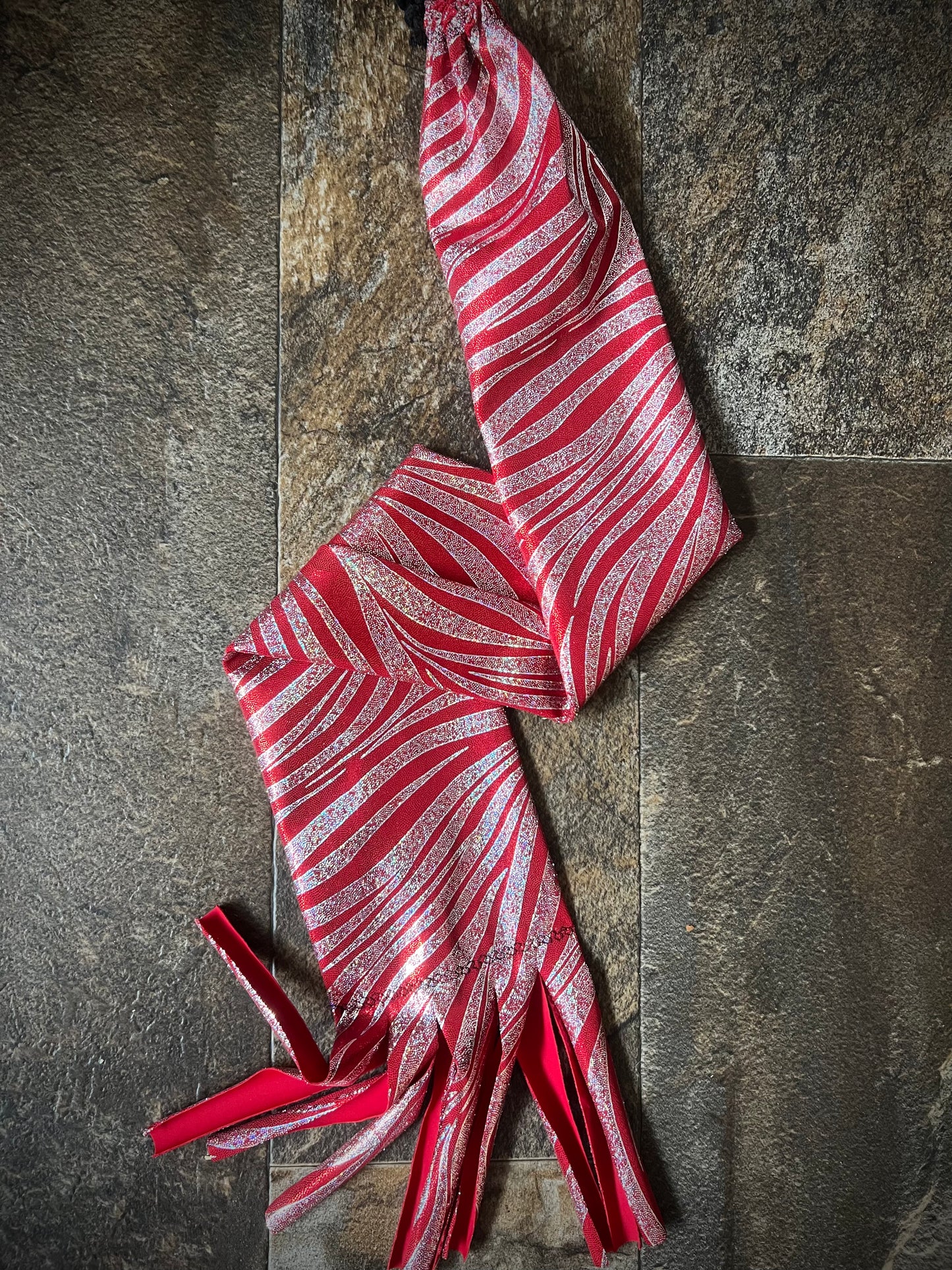 Single Tube Tail Bag - Red w/Silver Glitter Zebra Stripes - RTS