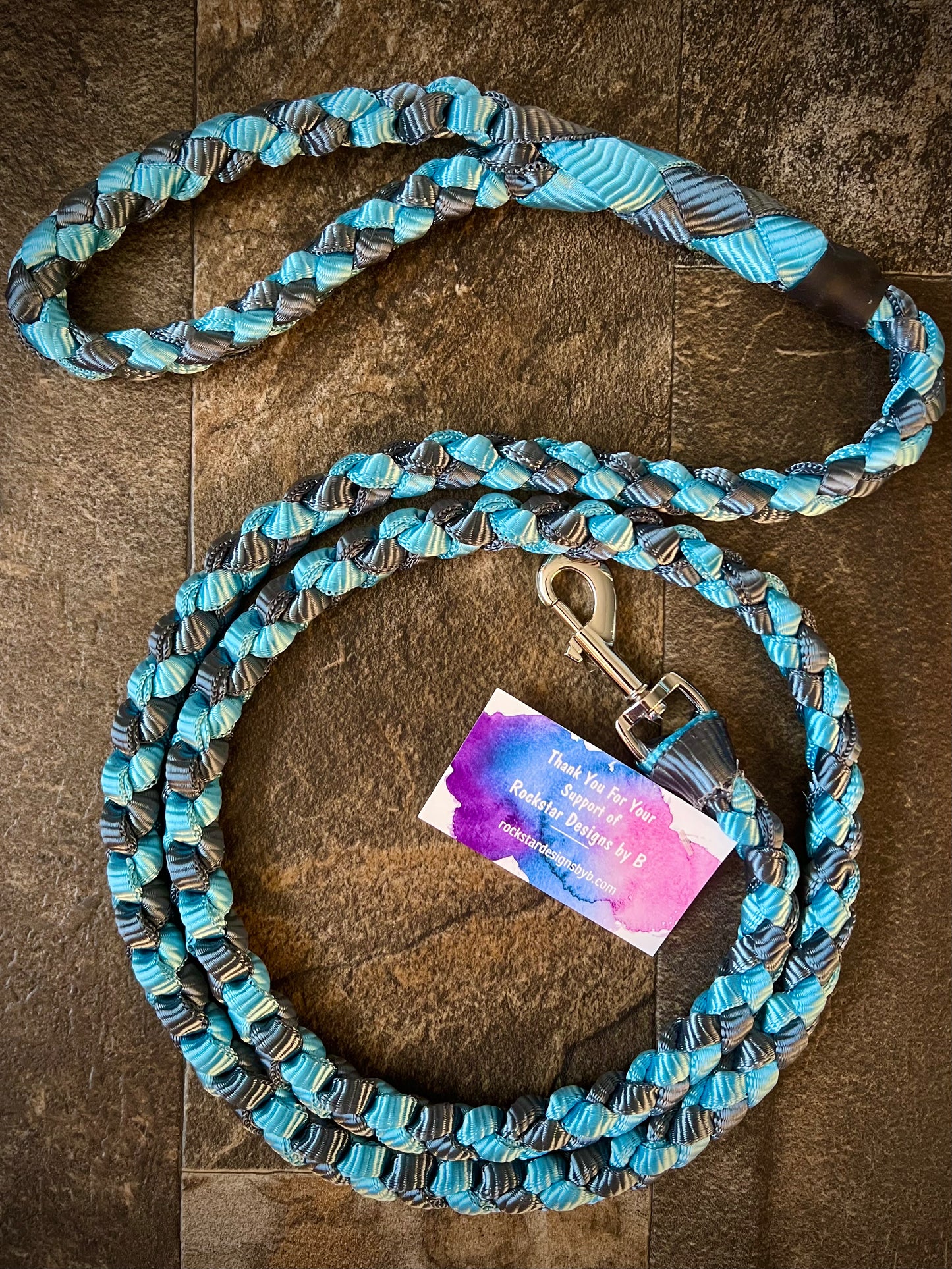 6’ Muletape Dog Leash - Teal & Gunmetal Grey - RTS