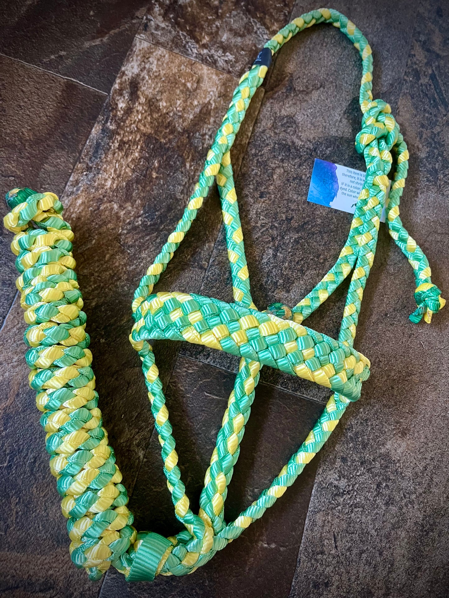 Muletape Halter w/Removable 10’ Lead - Green & Yellow