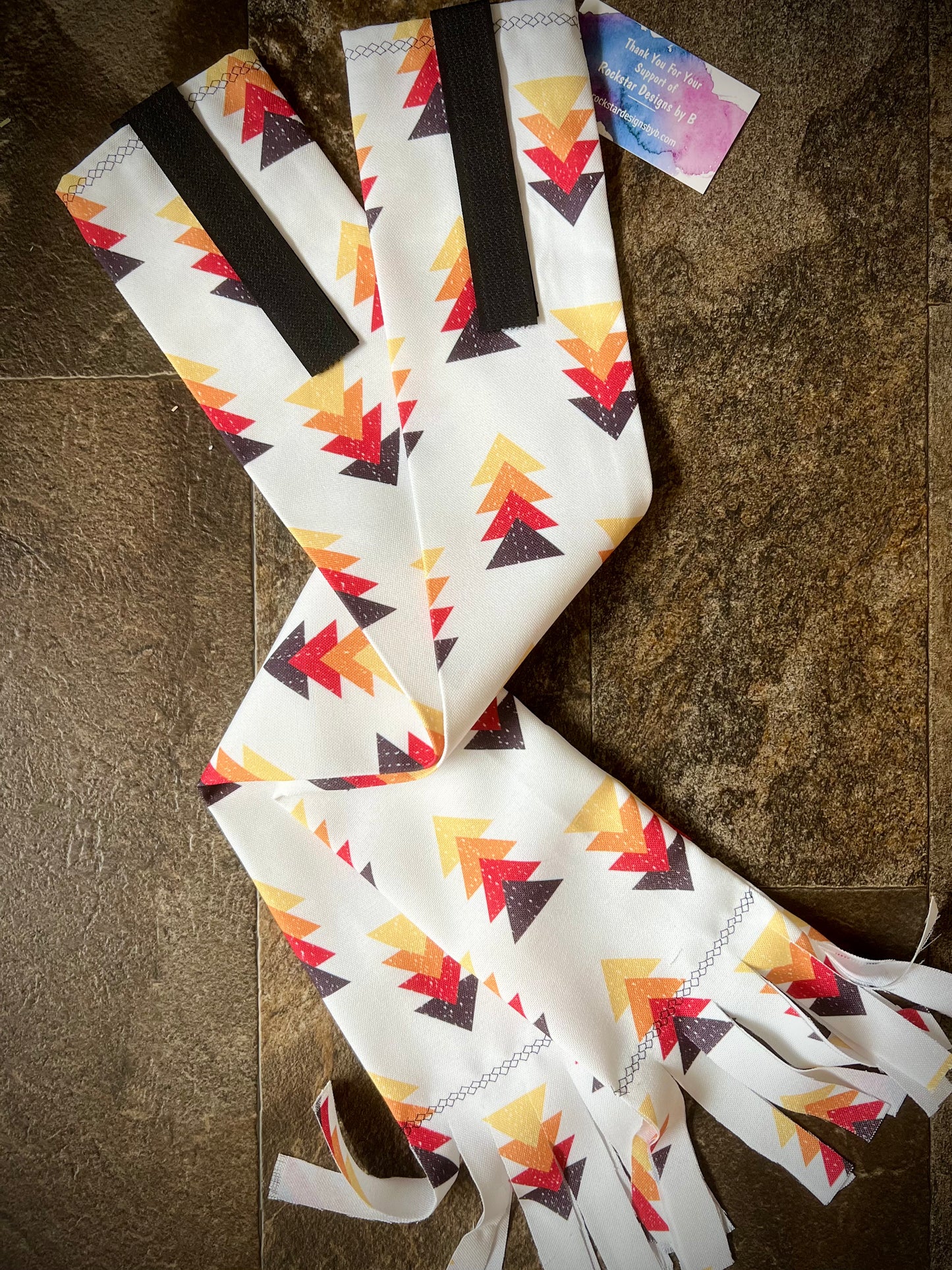 Single Tube Tail Bag - Cotton/Canvas Blend w/Velcro Attachment - White w/Red, Orange & Yellow Arrows