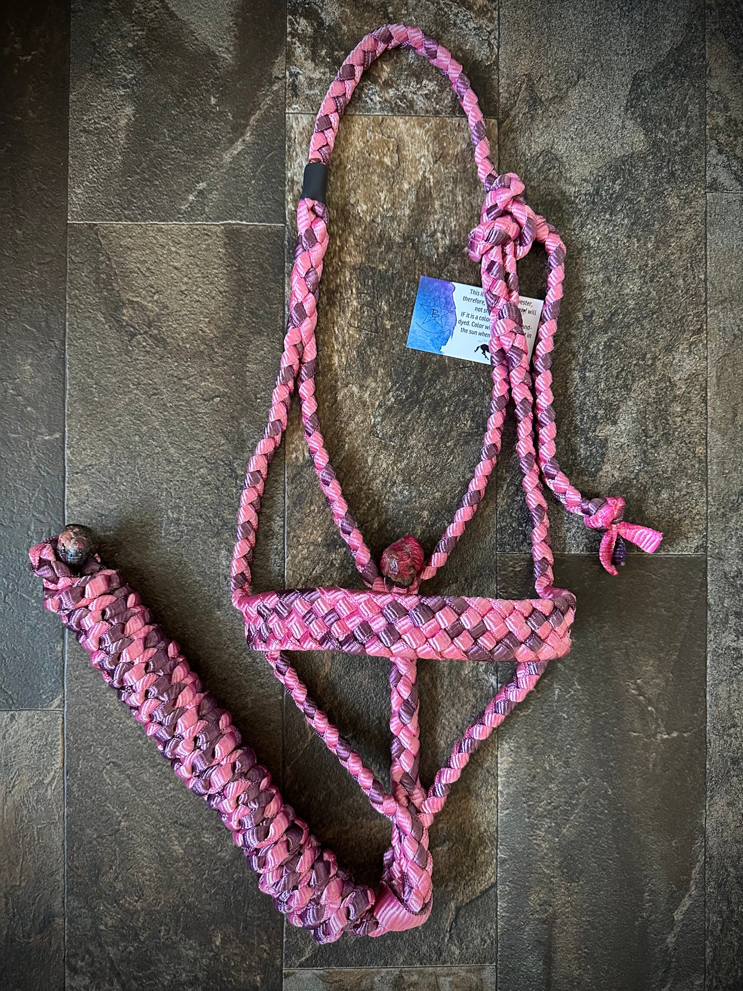 Muletape Halter w/Removable 10’ Lead - Pink & Wine - RTS