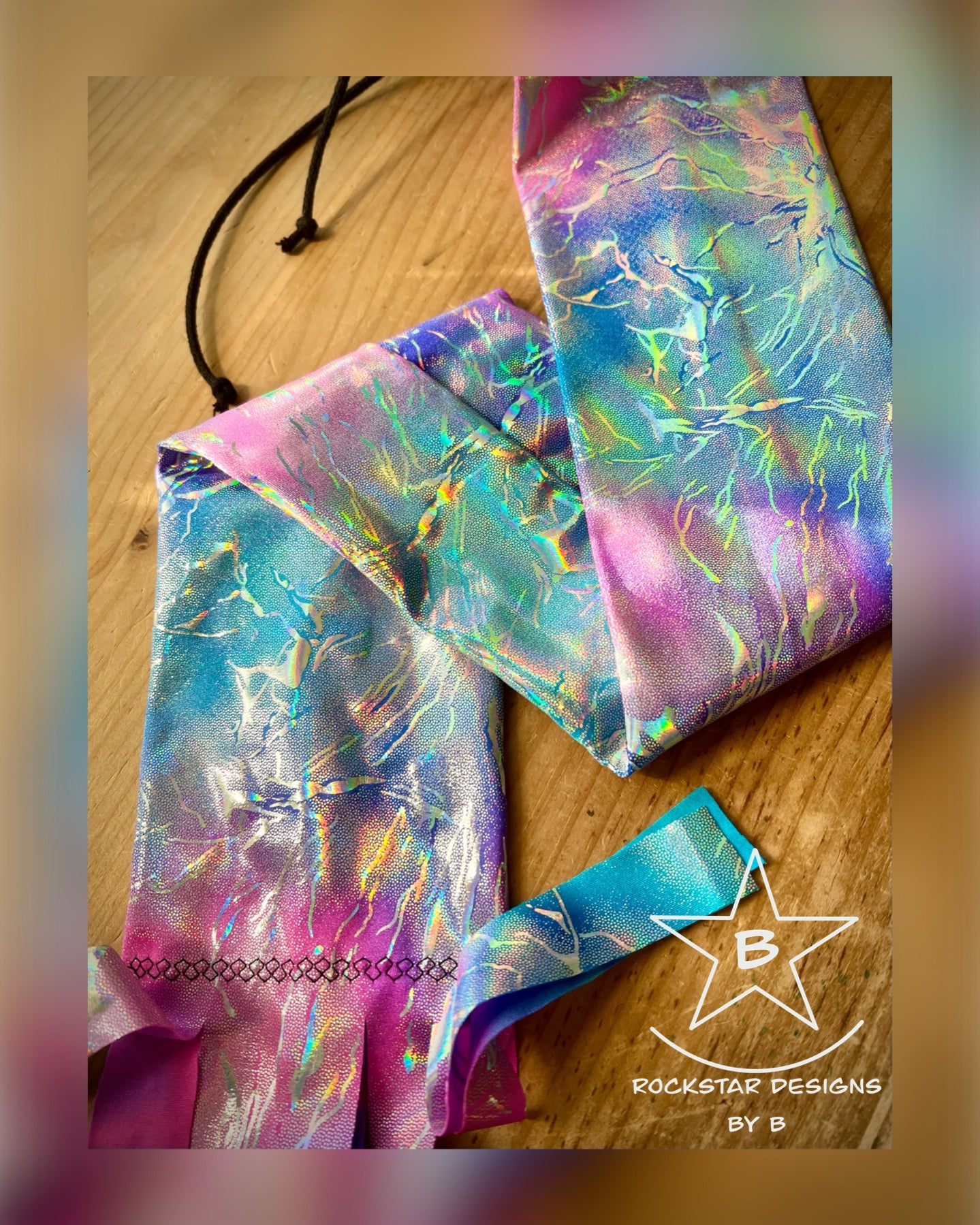 Single Tube Tail Bag - Holographic Blue, Purple & Pink w/Silver - RTS