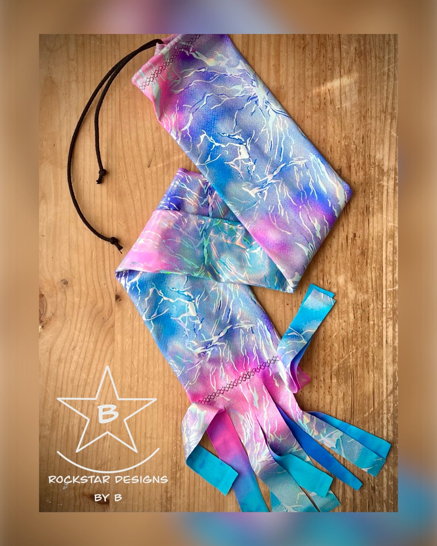 Single Tube Tail Bag - Holographic Blue, Purple & Pink w/Silver - RTS