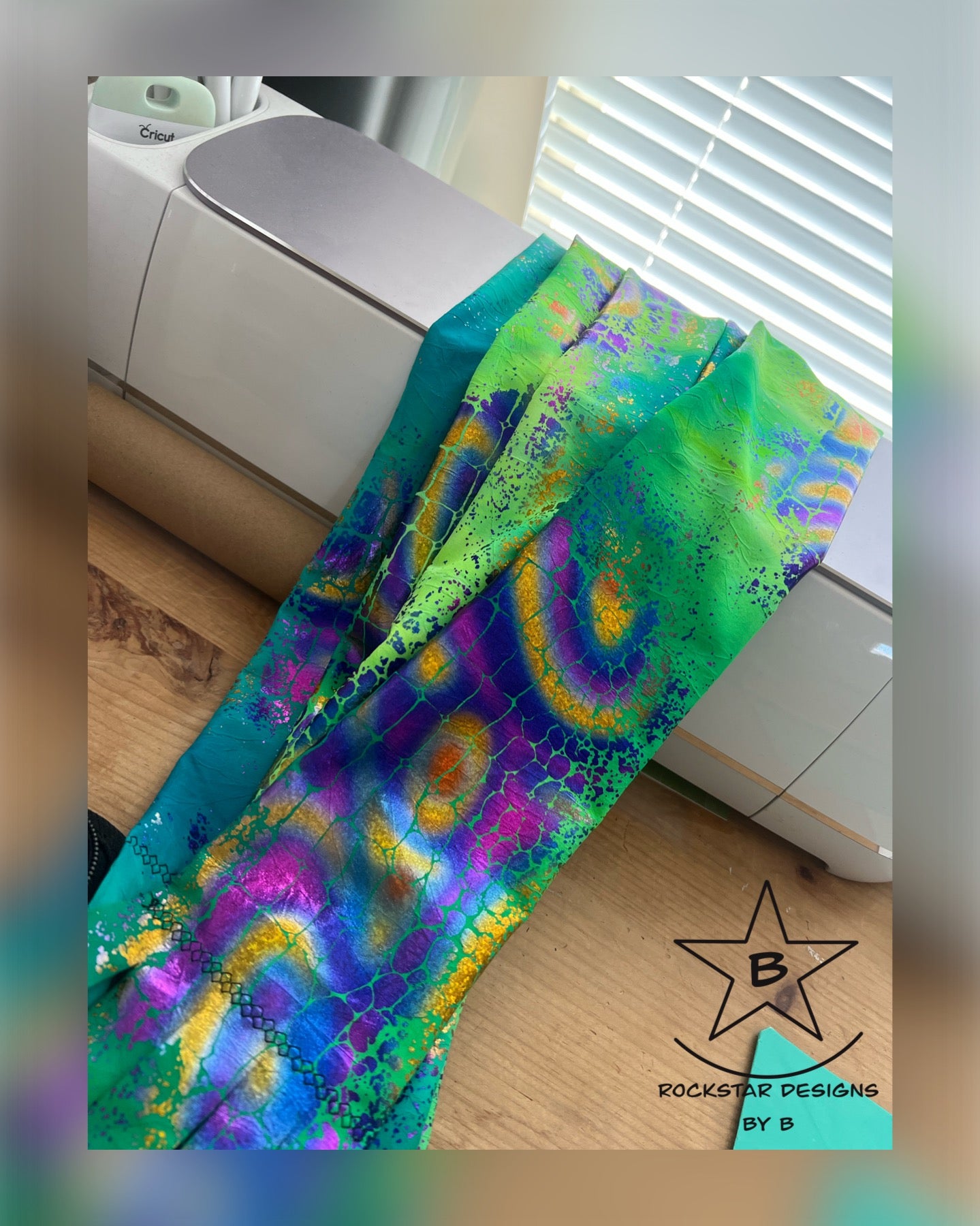 Single Tube Tail Bag - Green/Teal with Purple/Gold Foil Reptile Pattern - RTS