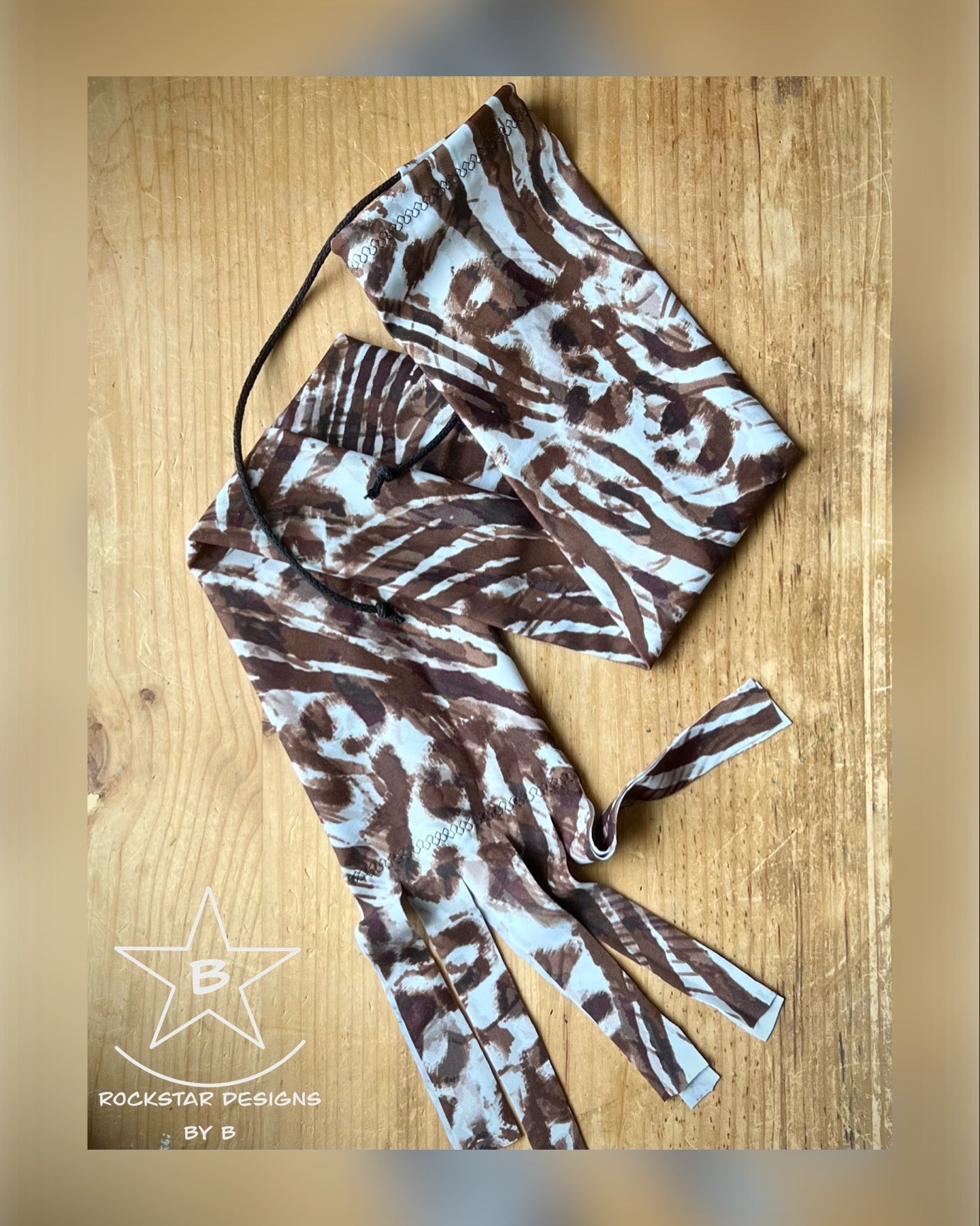 Single Tube Tail Bag - White & Brown Zebra/Tiger Stripes - RTS