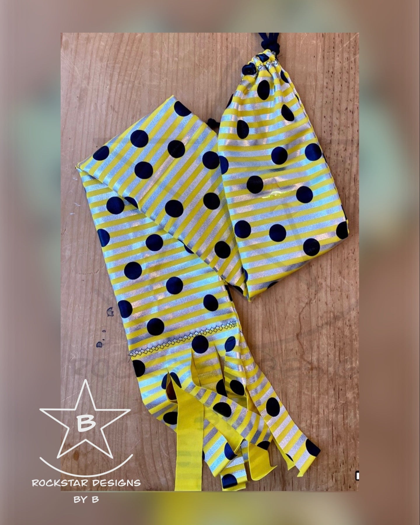 Single Tube Tail Bag - Yellow and Silver Striped - RTS