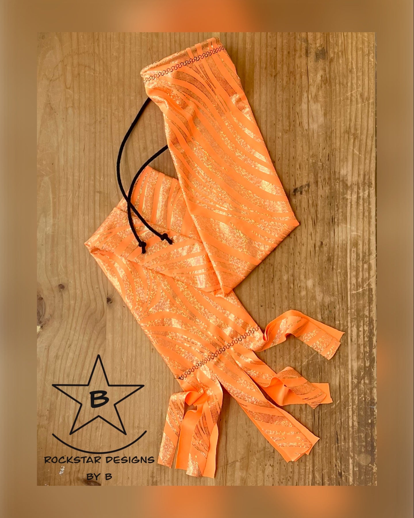 Single Tube Tail Bag - Orange w/Glitter Zebra Stripes - RTS