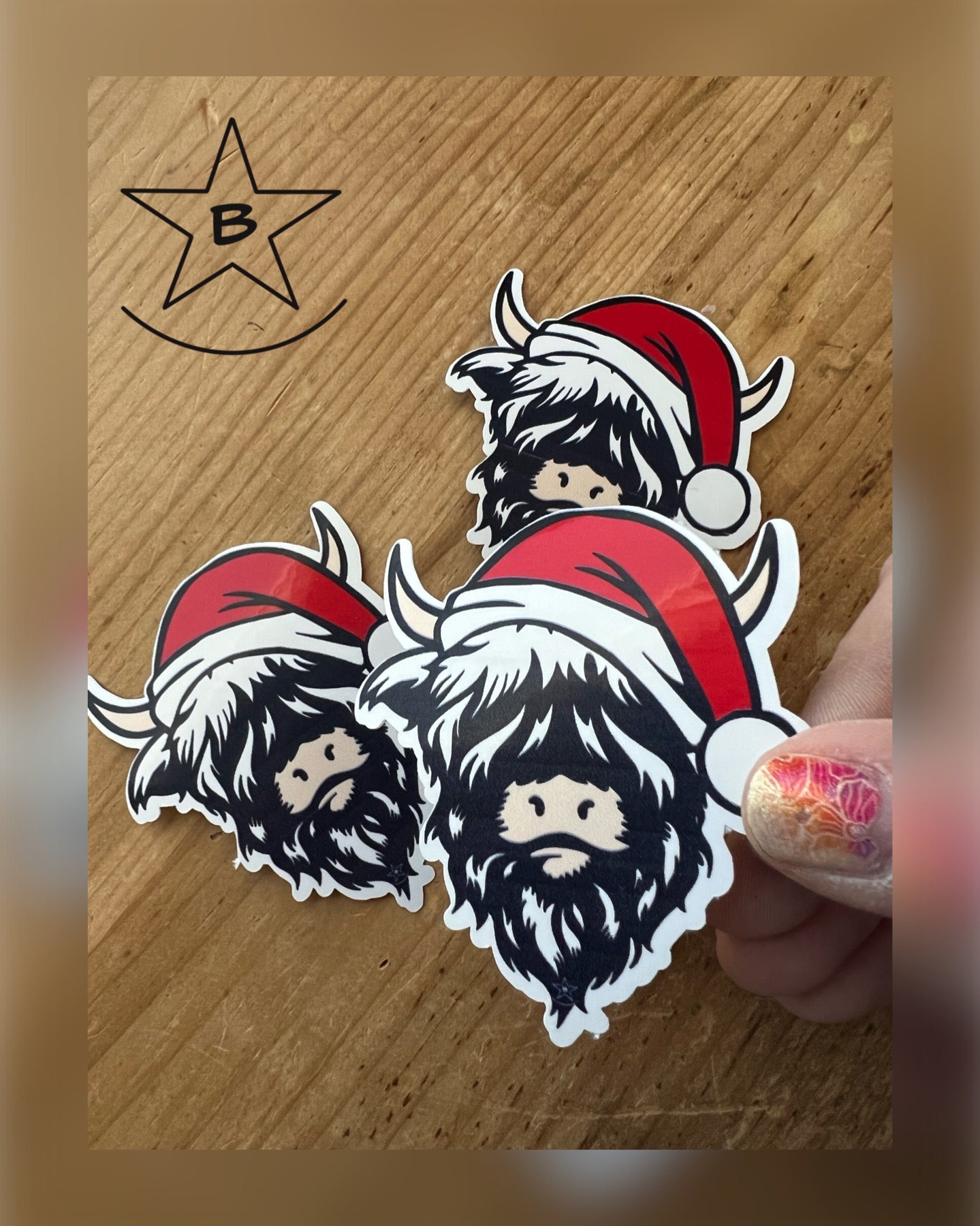 Sticker - Santa Hat Highland Cow