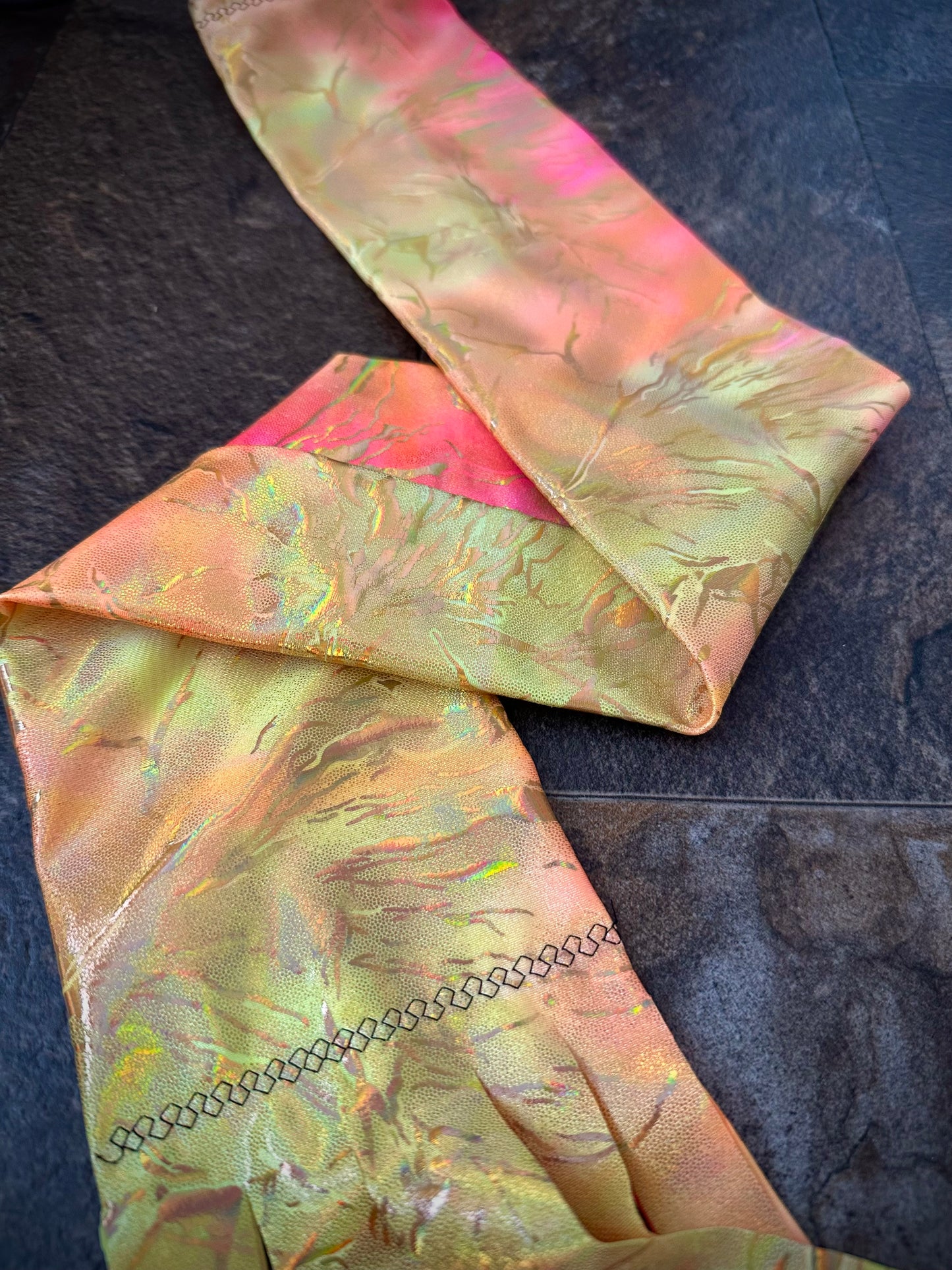Single Tube Tail Bag - Holographic Hot Pink & Yellow w/Gold Foil - RTS