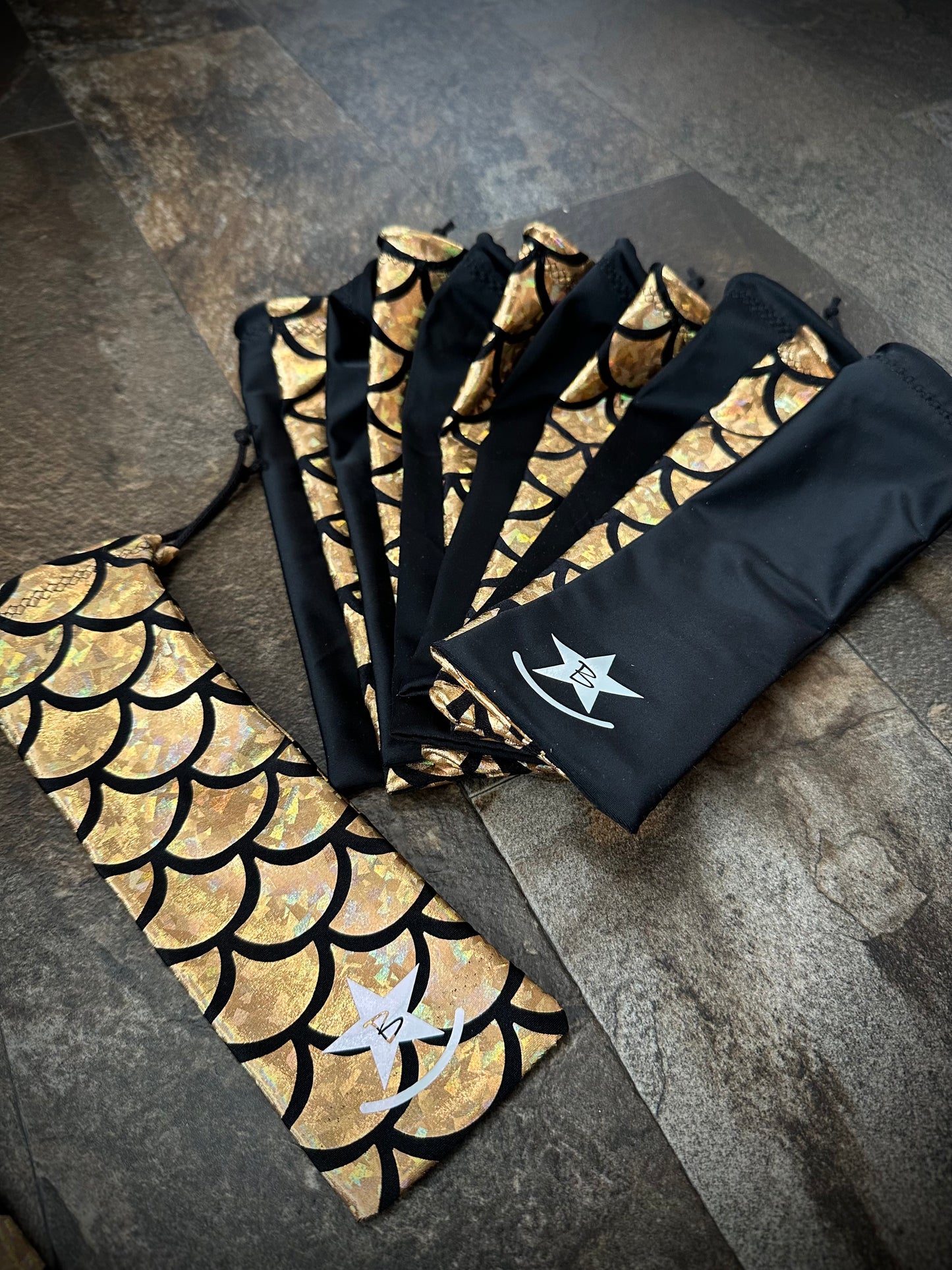 Matched Set - Set of 12 Mane Bags & 1 Tail Bag - Gold Holographic Mermaid Scales - RTS