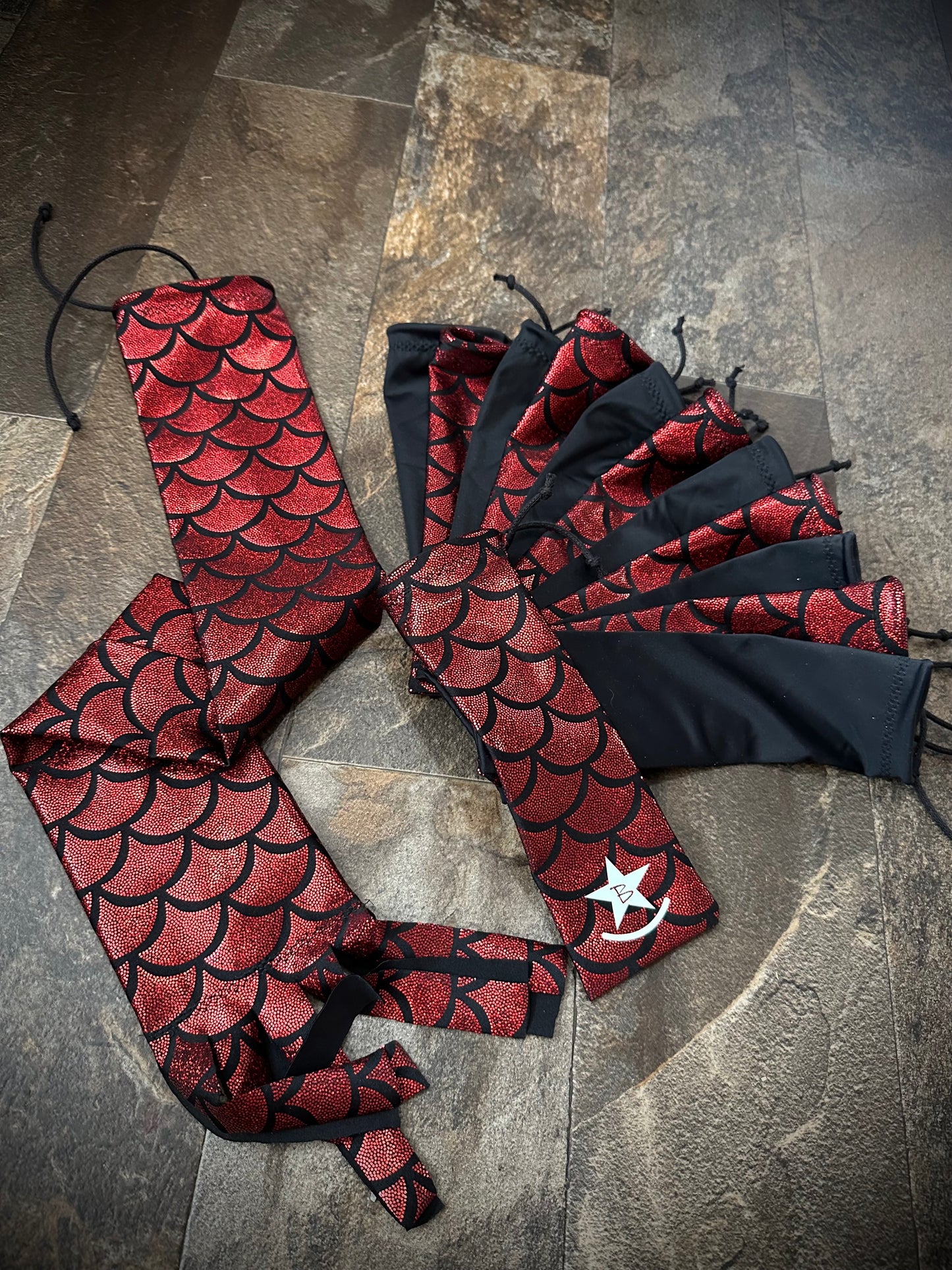 Matched Set - Set of 12 Mane Bags & 1 Tail Bag - Red Holographic Mermaid - RTS