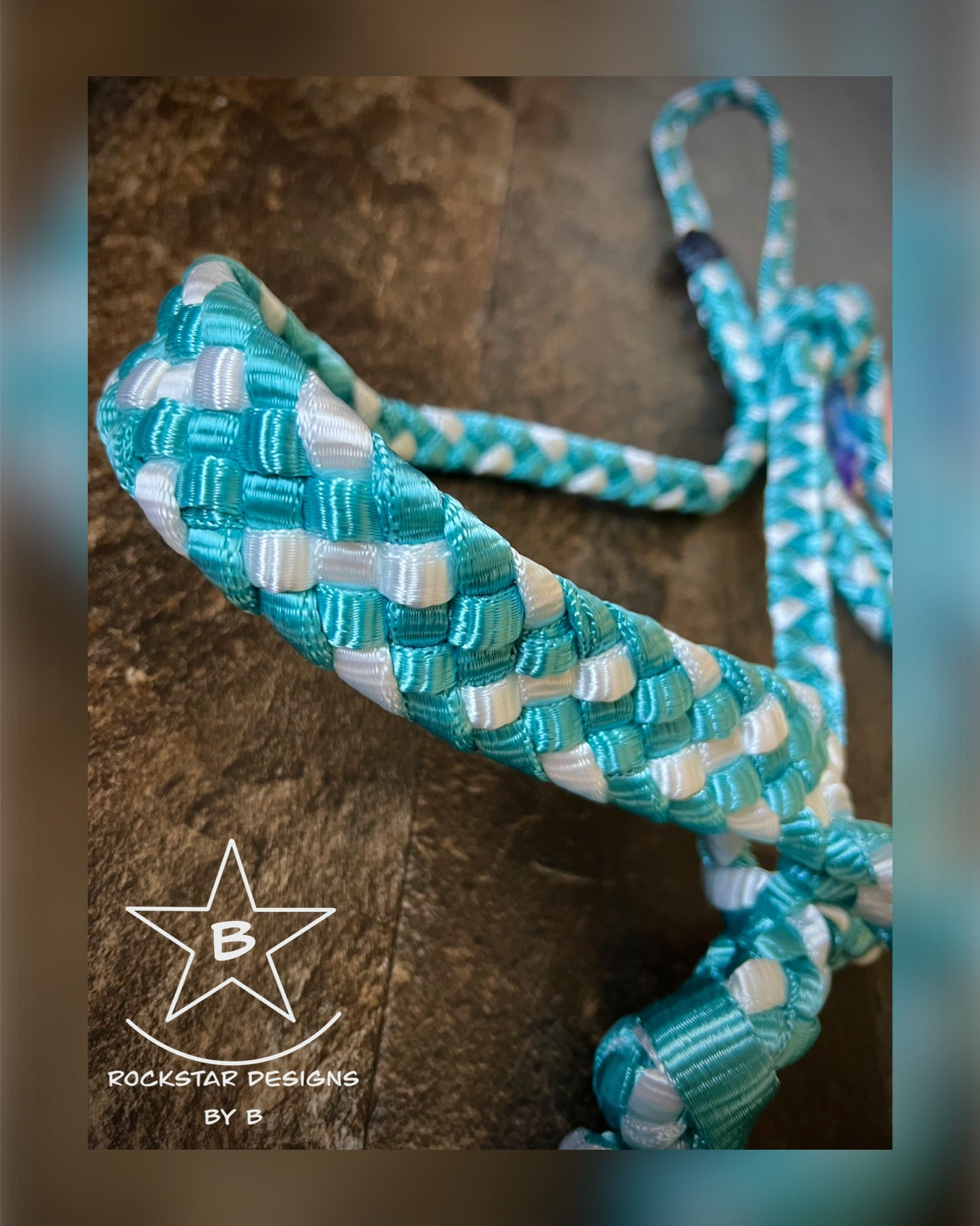 Muletape Halter w/10’ Lead - Average Horse - Teal & White