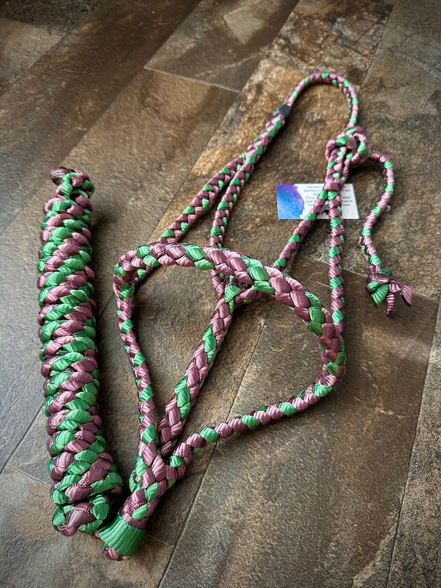 Rolled Nose Muletape Halter w/Removable 10’ Lead - Plumb Wine & Green - RTS