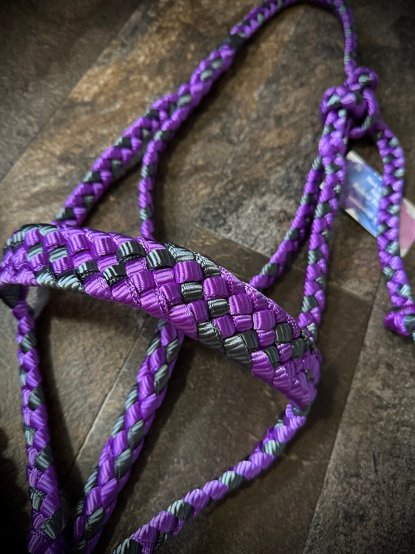 Muletape Halter w/Removable 10’ Lead - Violet & Gunmetal