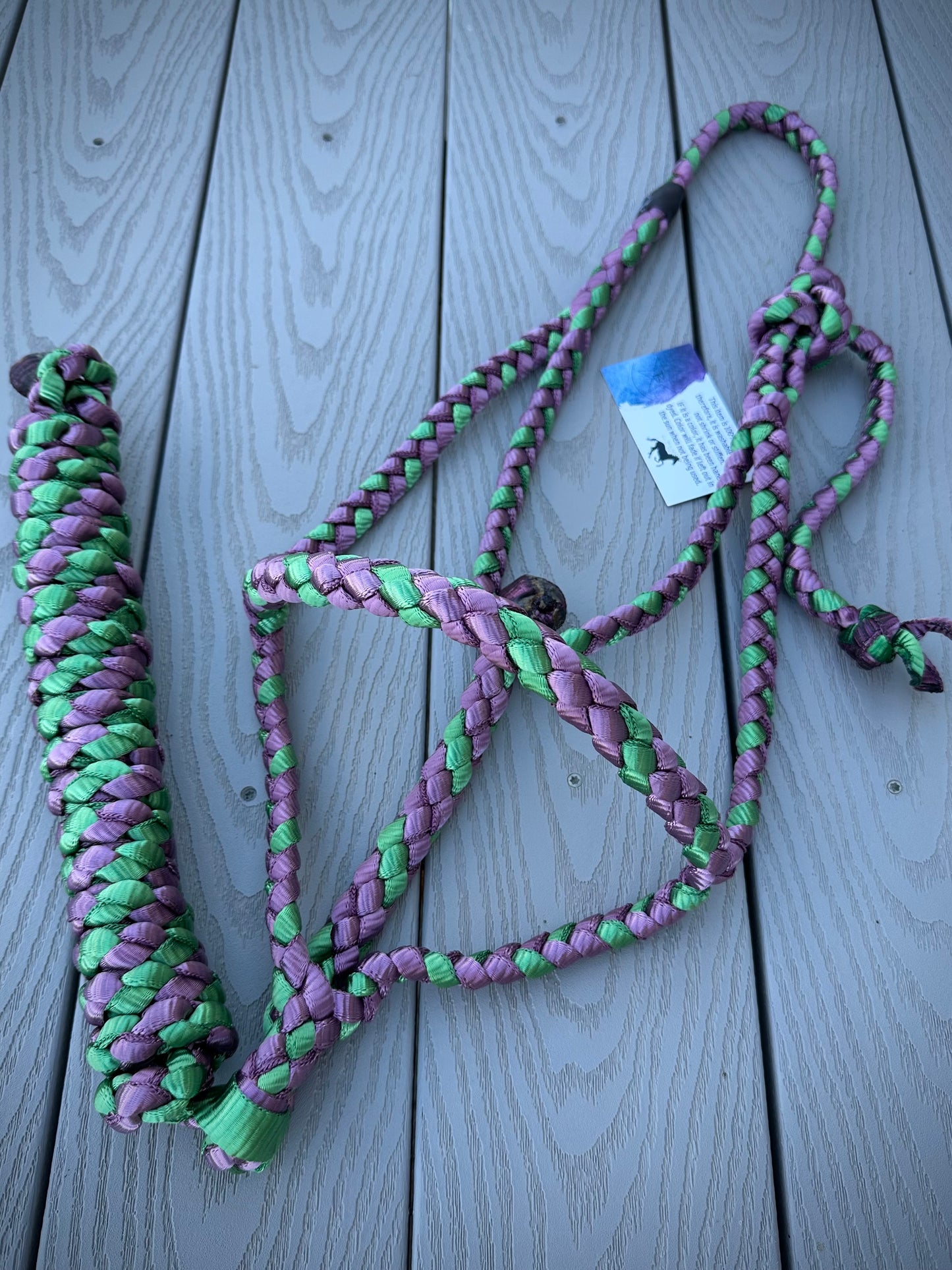 Rolled Nose Muletape Halter w/Removable 10’ Lead - Plumb Wine & Green - RTS