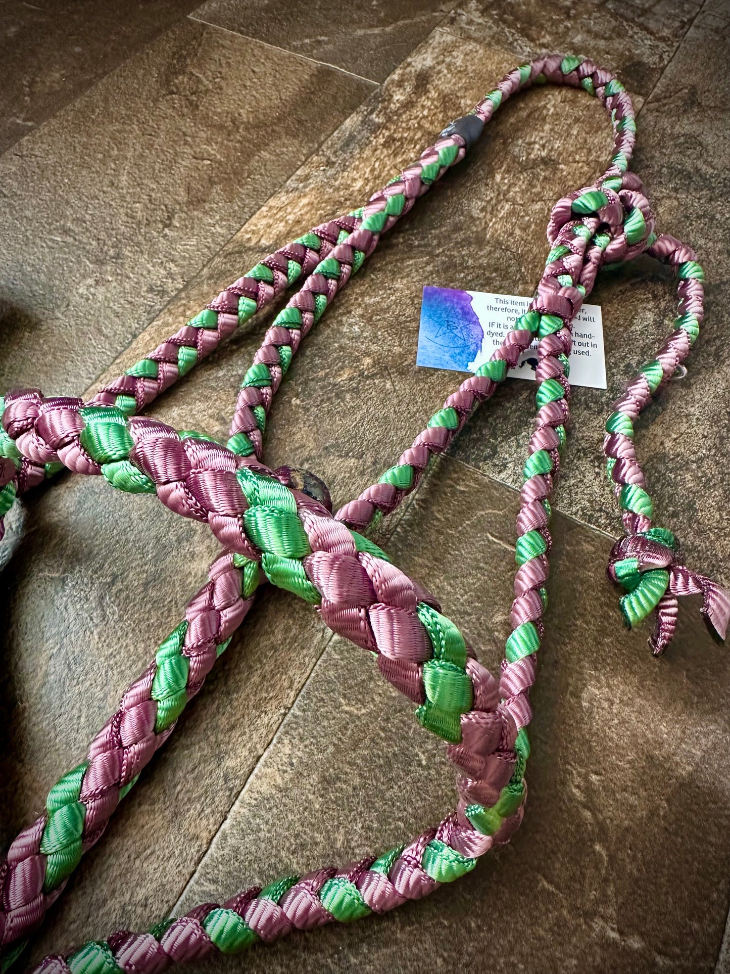 Rolled Nose Muletape Halter w/Removable 10’ Lead - Plumb Wine & Green - RTS