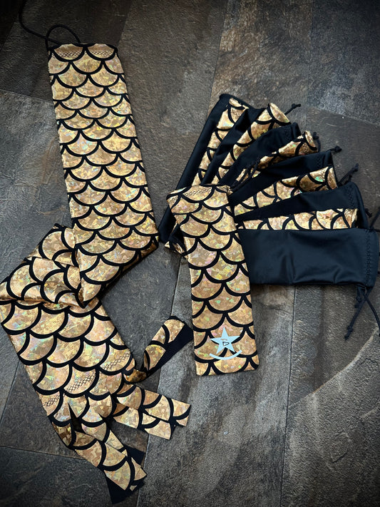 Matched Set - Set of 12 Mane Bags & 1 Tail Bag - Gold Holographic Mermaid Scales - RTS