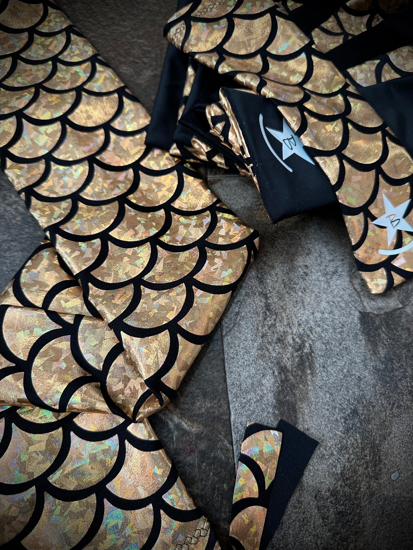 Matched Set - Set of 12 Mane Bags & 1 Tail Bag - Gold Holographic Mermaid Scales - RTS