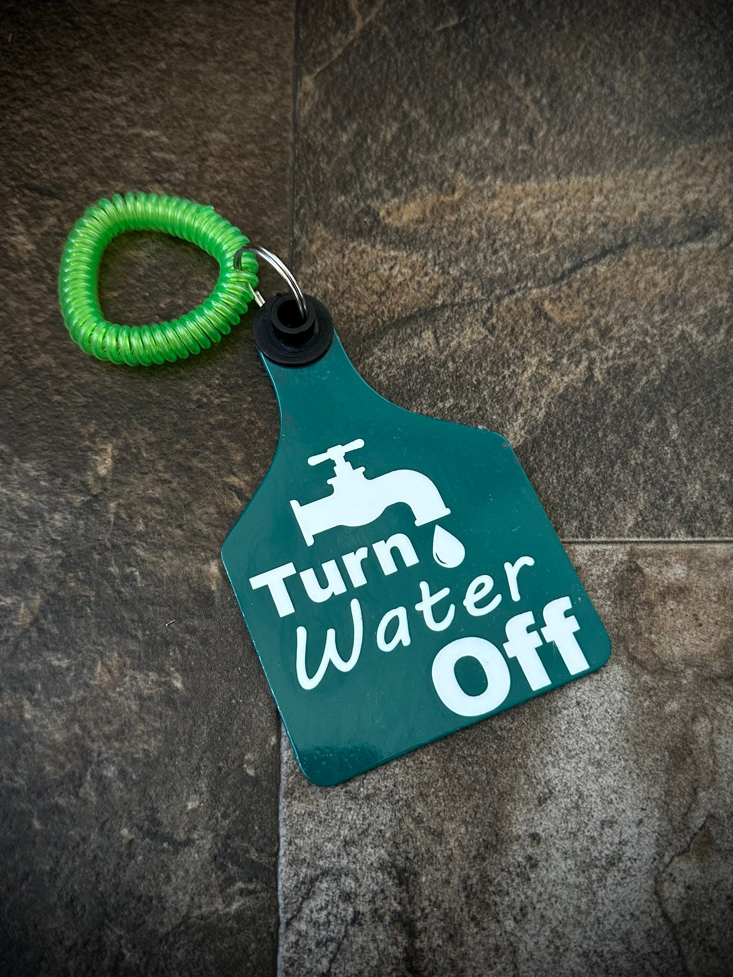 Turn Water Off Wristlet Tag