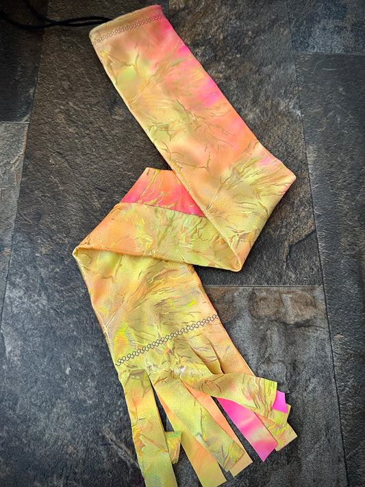 Single Tube Tail Bag - Holographic Hot Pink & Yellow w/Gold Foil - RTS
