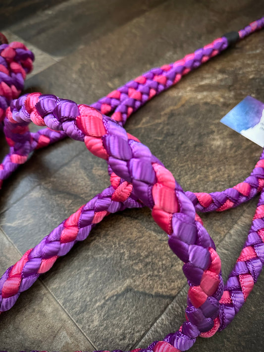 Rolled Nose Muletape Halter w/Removable 10’ Lead - Violet & Berry Pink - RTS