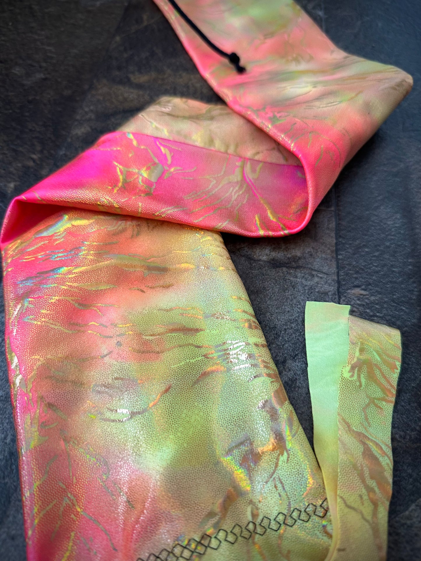 Single Tube Tail Bag - Holographic Hot Pink & Yellow w/Gold Foil - RTS