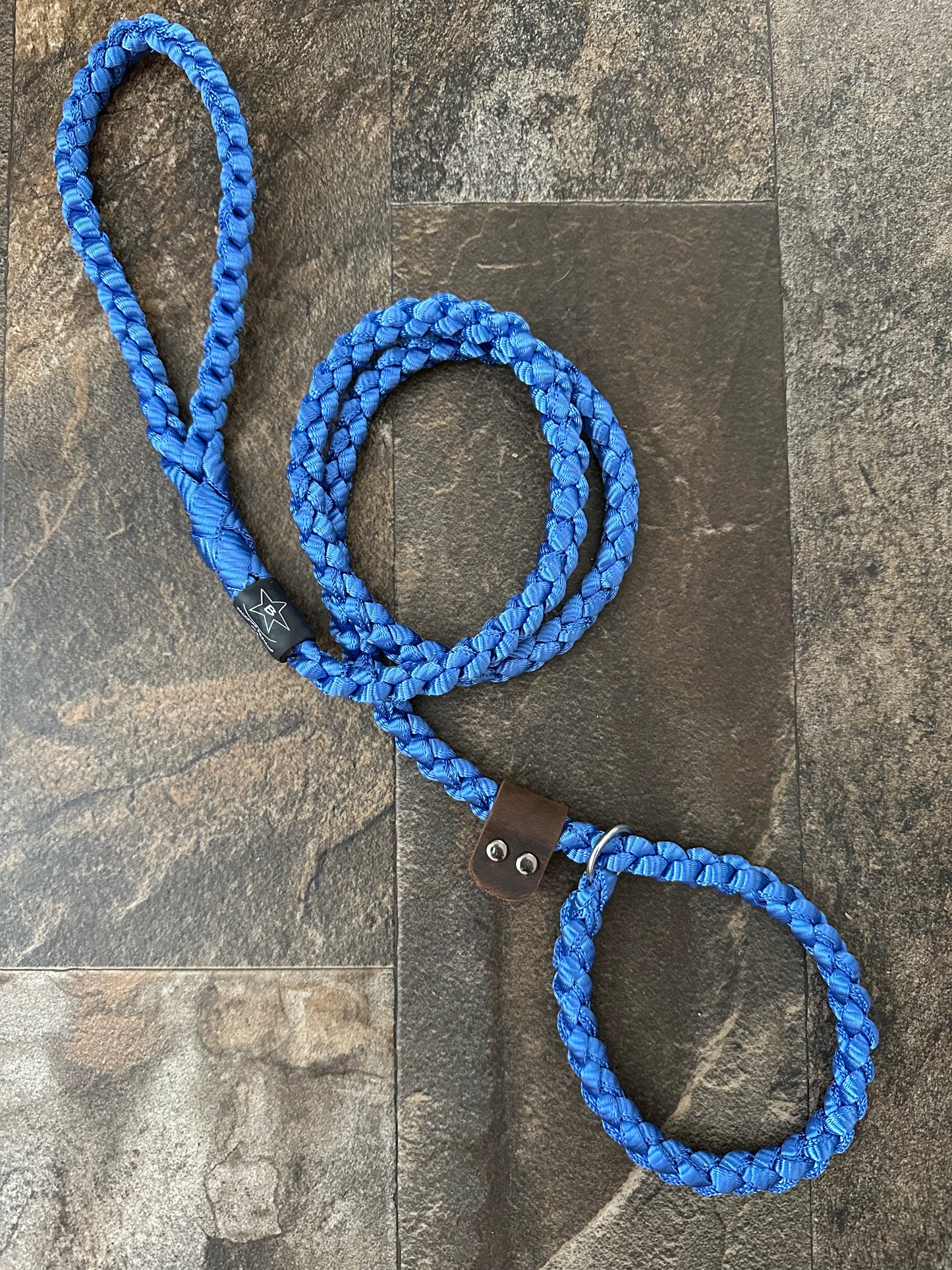 5’ Muletape Slip Leash w/Leather Stopper - Medium - Blue - RTS