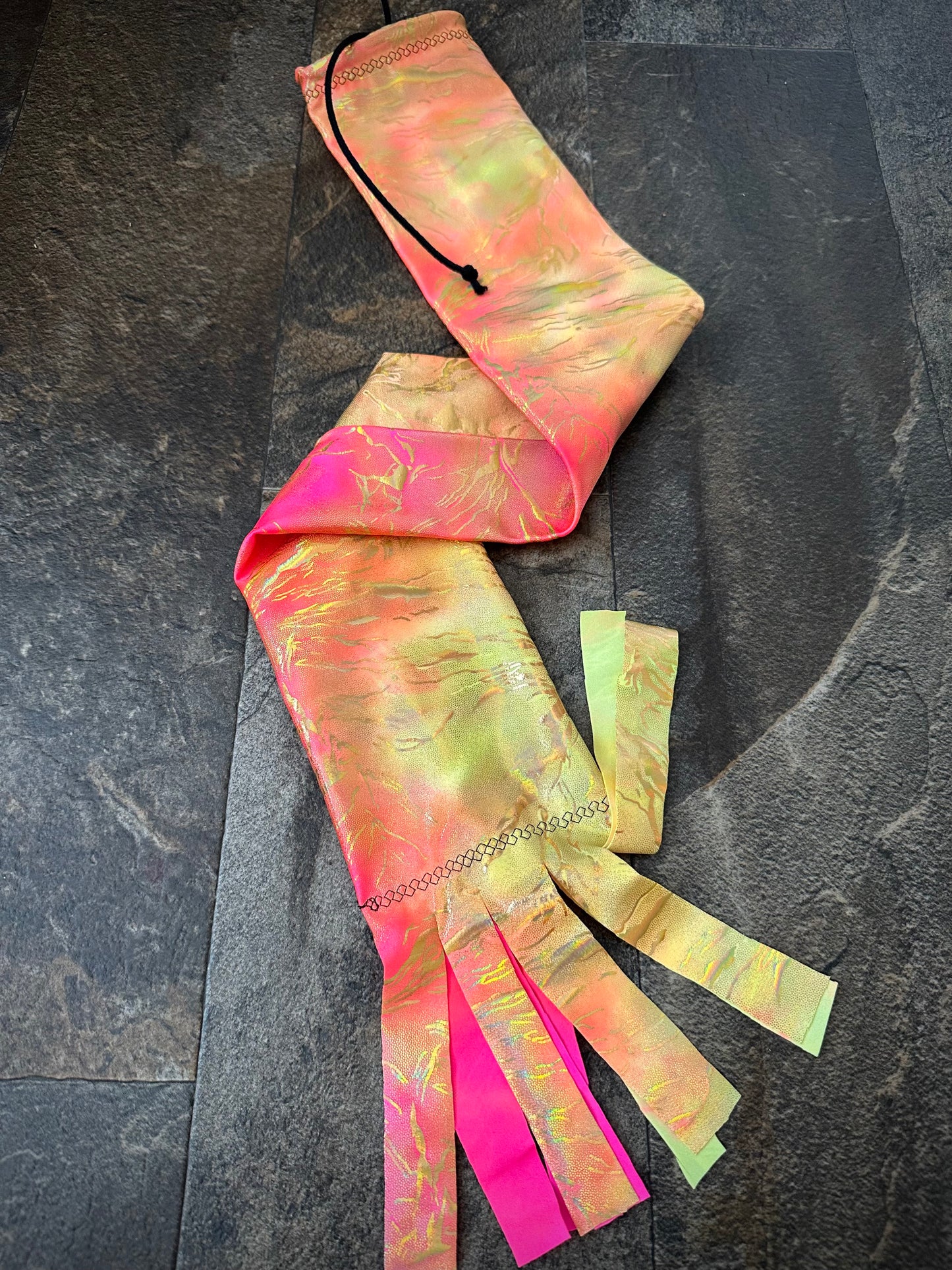 Single Tube Tail Bag - Holographic Hot Pink & Yellow w/Gold Foil - RTS