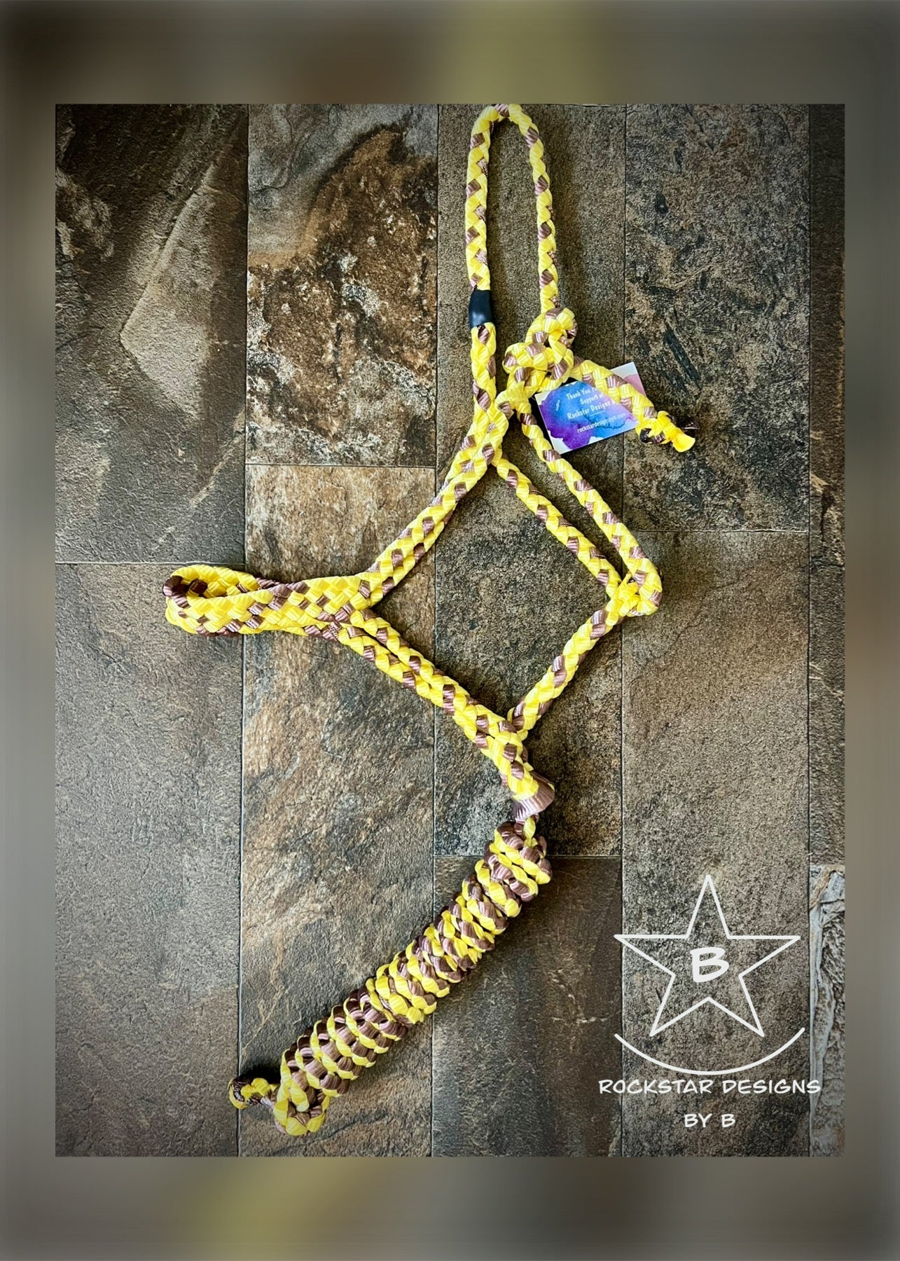 Muletape Halter w/10’ Lead - Average Horse - Yellow & Bronze