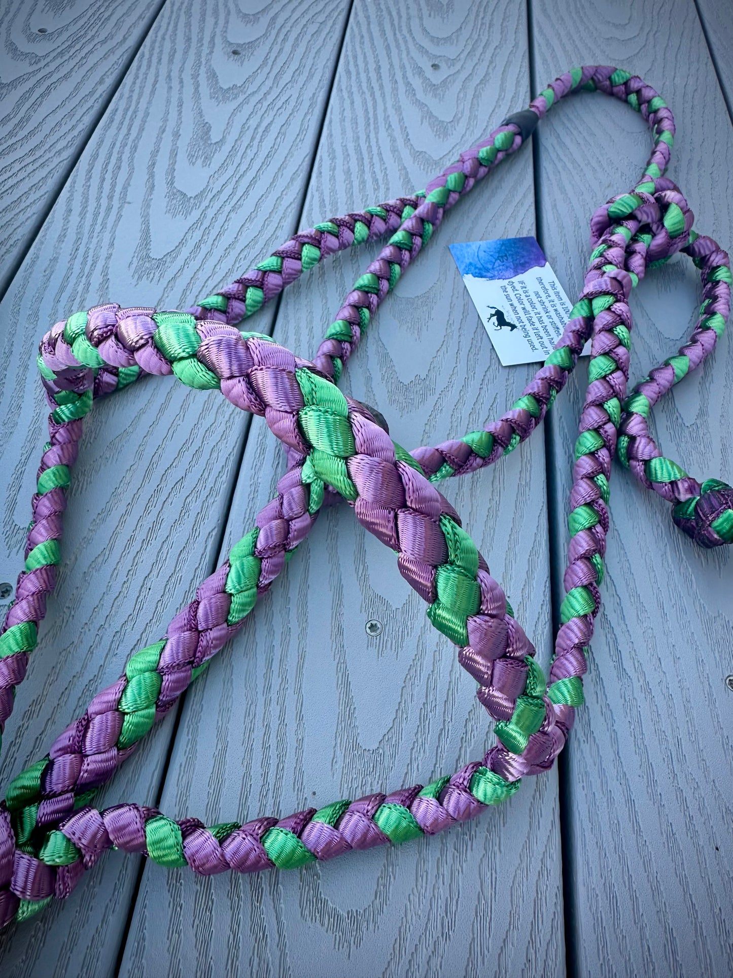 Rolled Nose Muletape Halter w/Removable 10’ Lead - Plumb Wine & Green - RTS