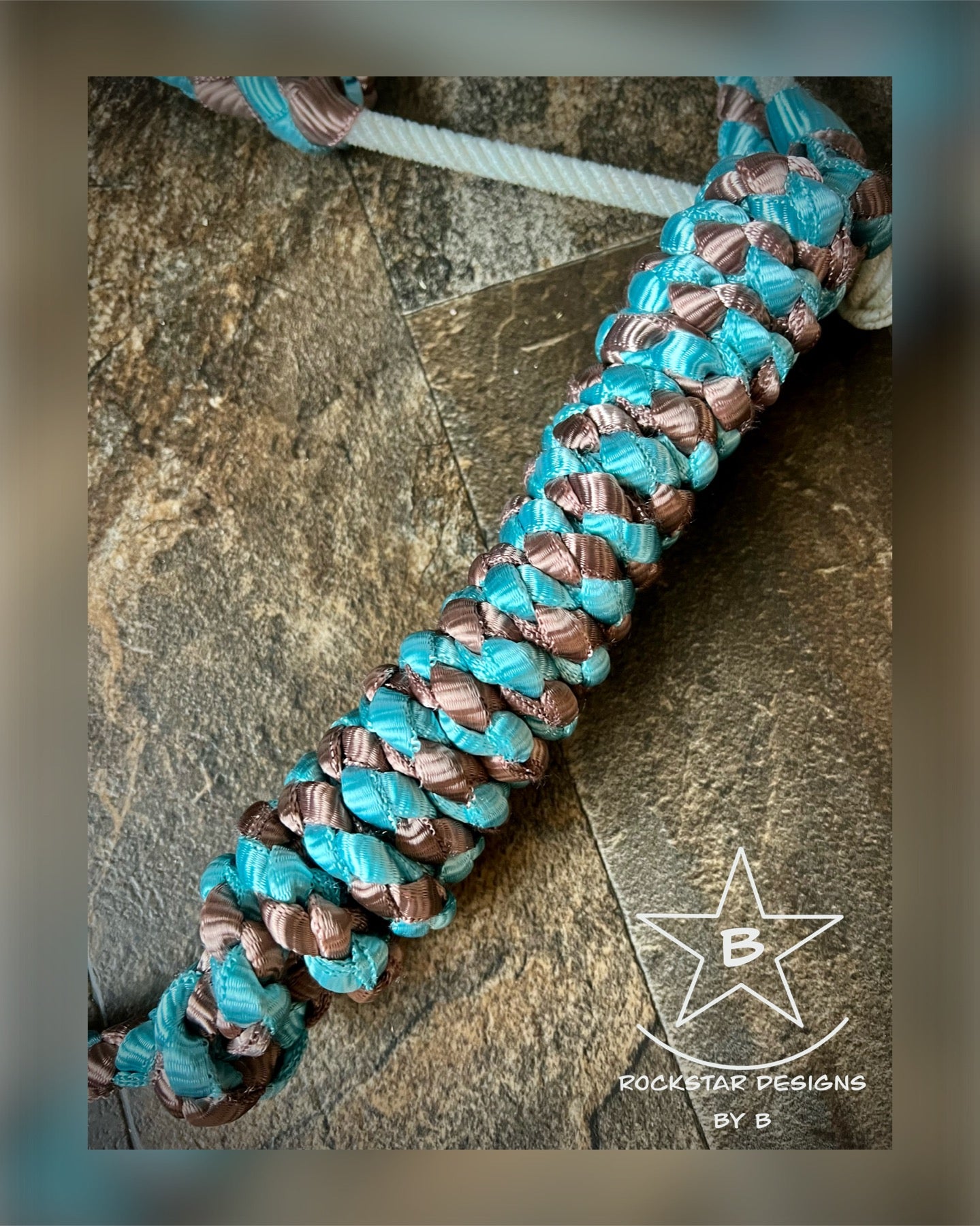 Lariat Braided Nose Muletape Halter - Light Blue & Bronze