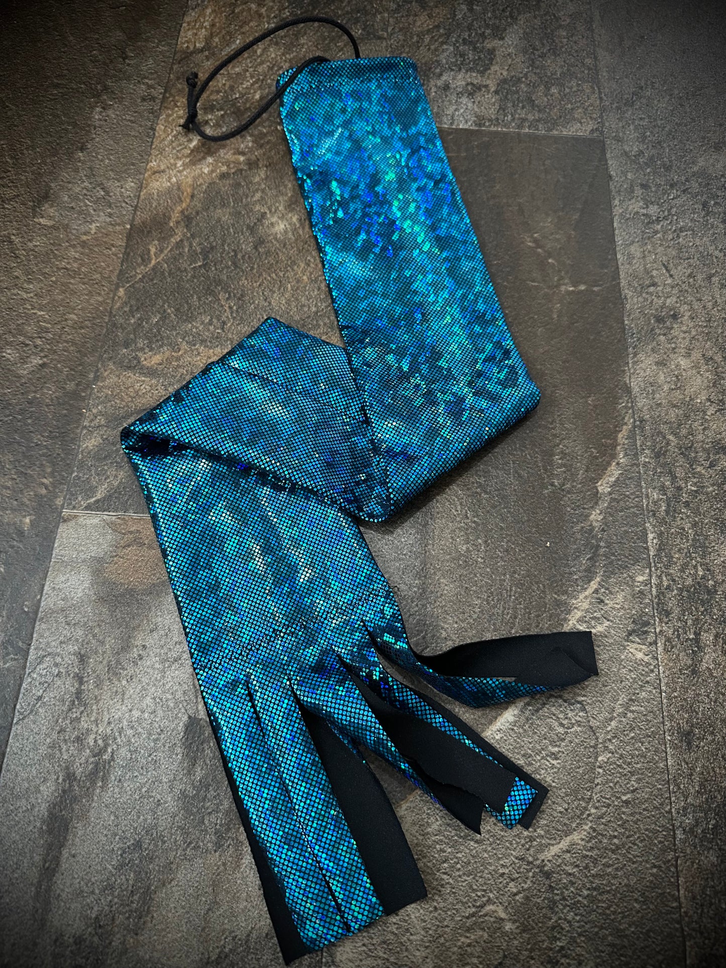 Single Tube Tail Bag - Dark Teal Holographic Glitter - RTS