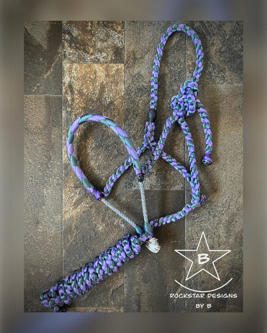 2 Color - Braided Lariat Nose Muletape Halter w/10’ Lead