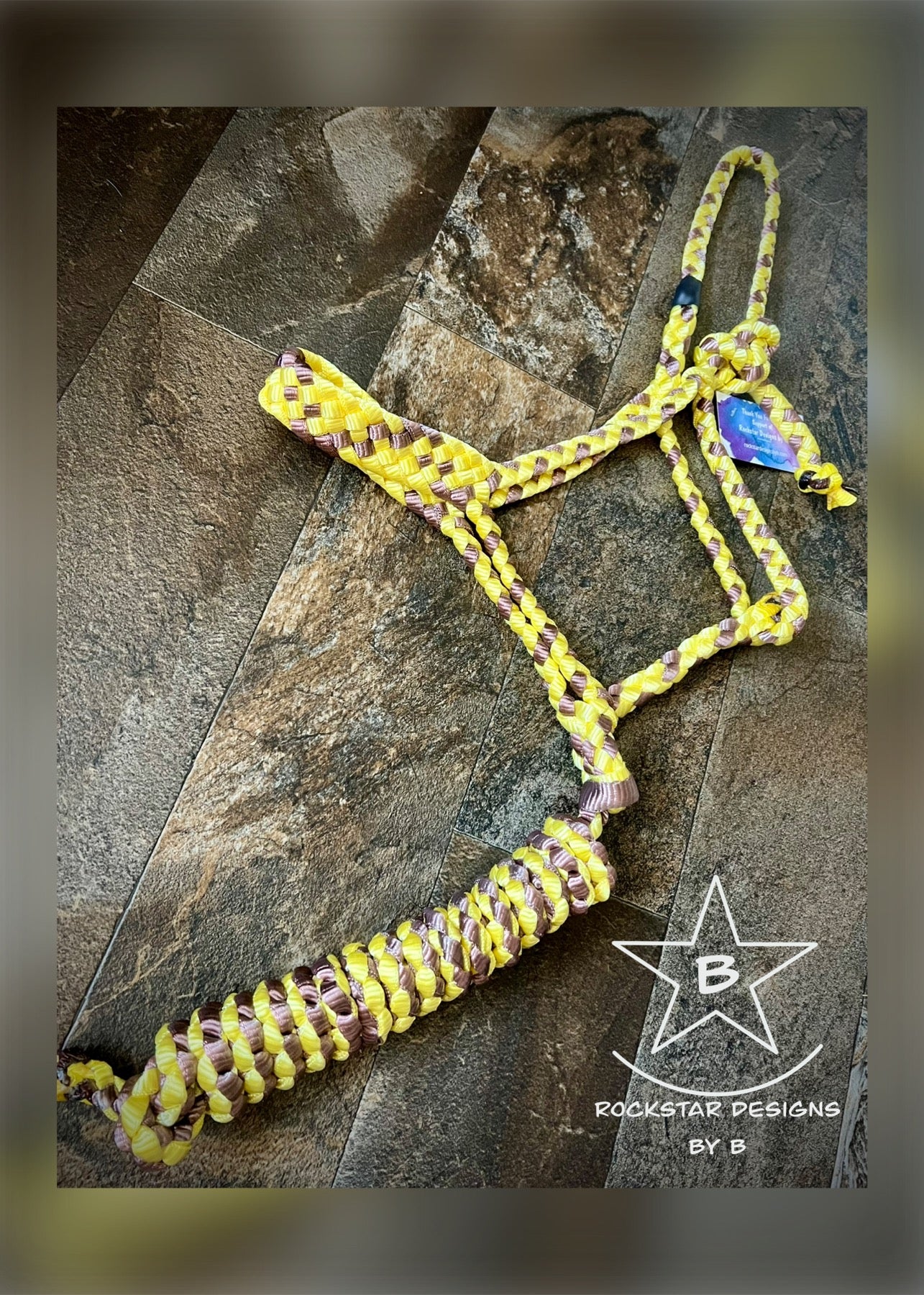 Muletape Halter w/10’ Lead - Average Horse - Yellow & Bronze