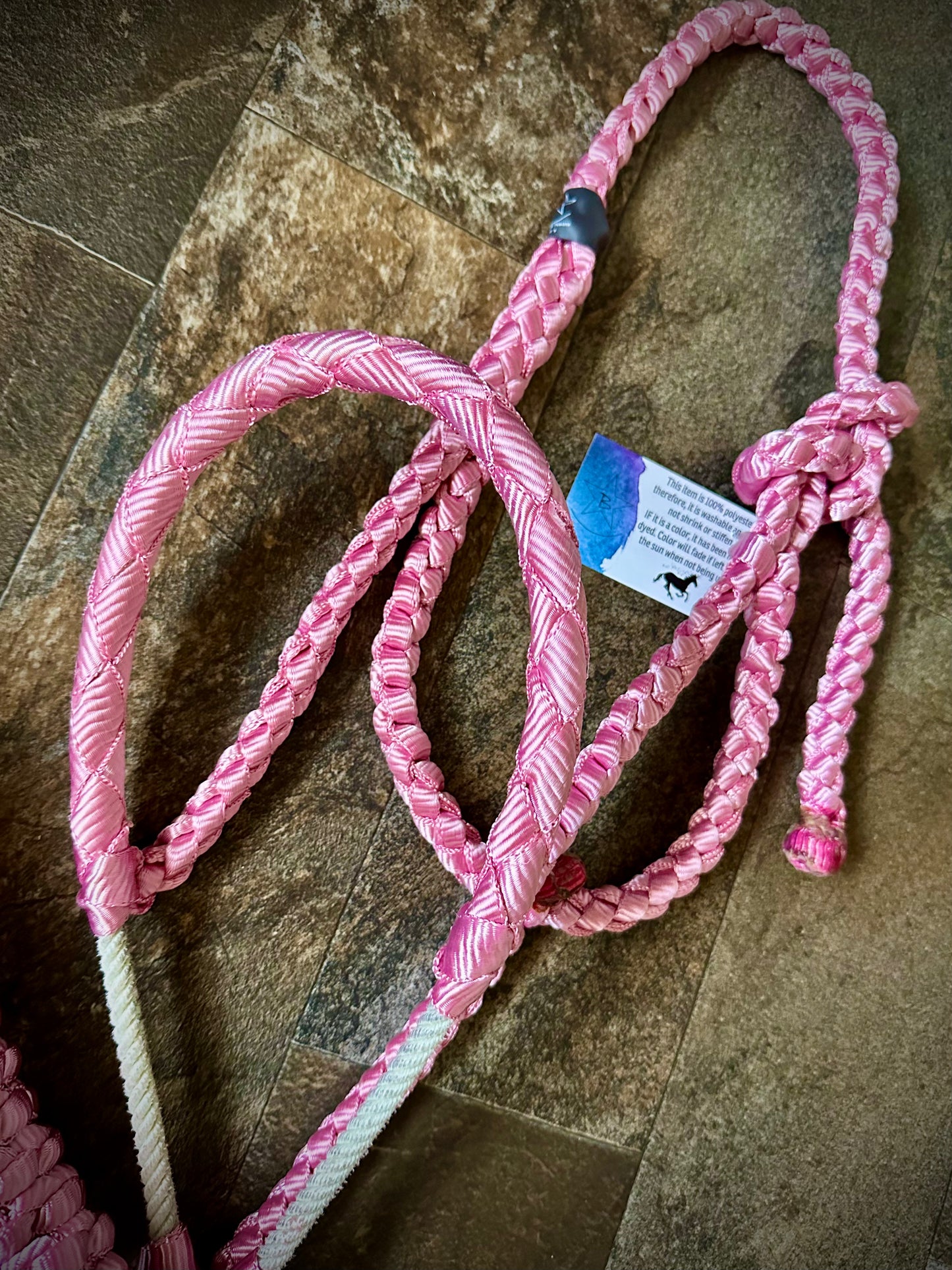 Muletape Lariat Nose Halter w/Removable 10’ Lead - Pink - RTS