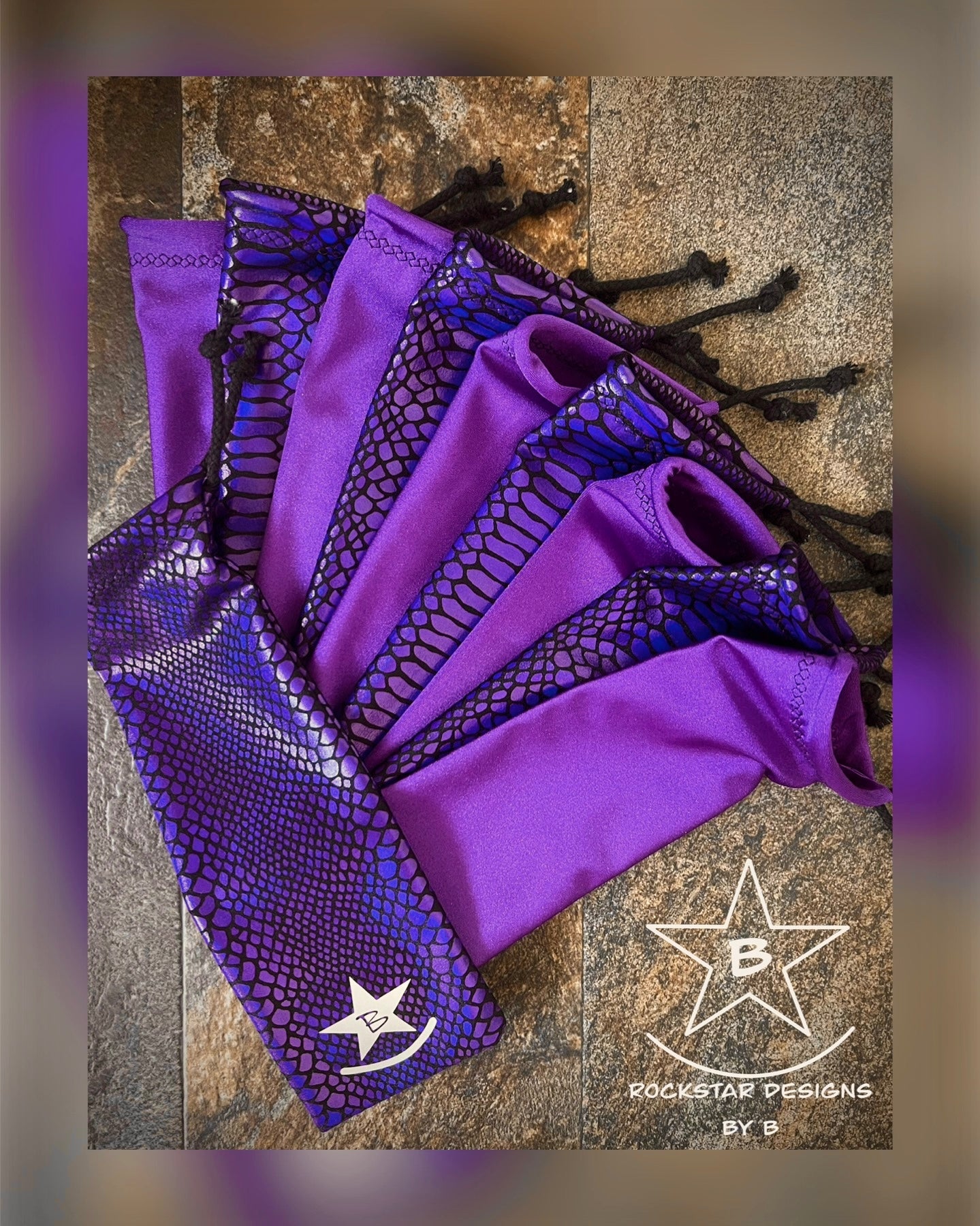 Matched Set - Set of 10 Mane Bags & Matching Tail Bag - Purple Scales/Purple