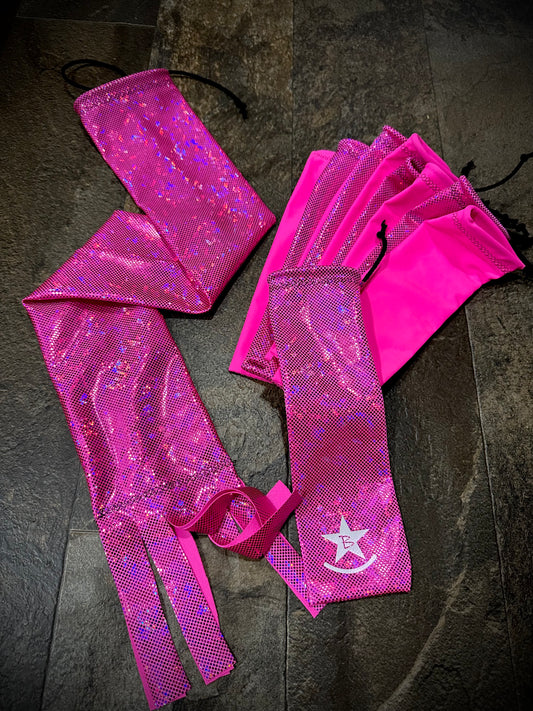 Matched Set - Set of 10 Mane Bags & 1 Tail Bag - Hot Pink Hologram - RTS