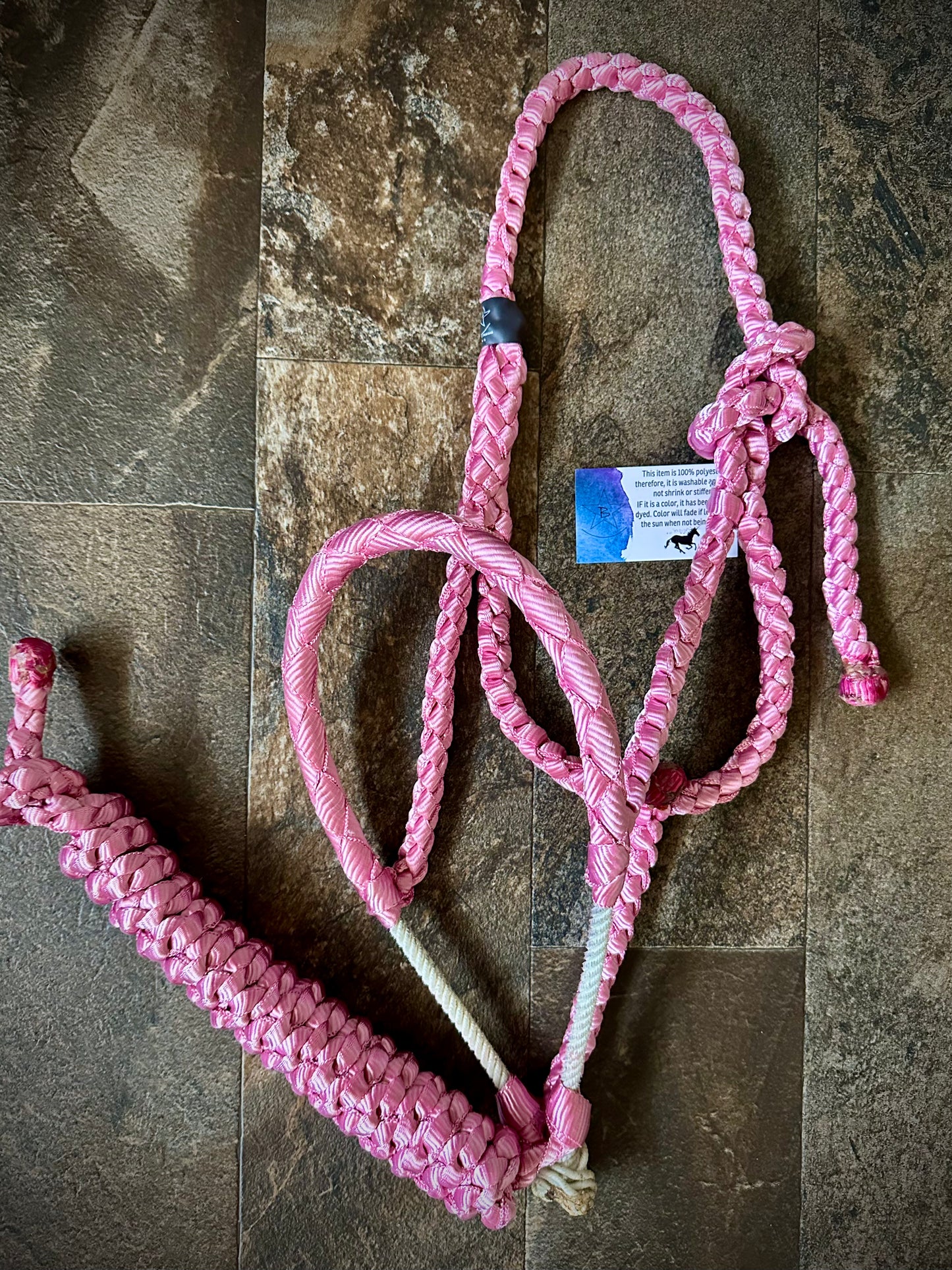 Muletape Lariat Nose Halter w/Removable 10’ Lead - Pink - RTS