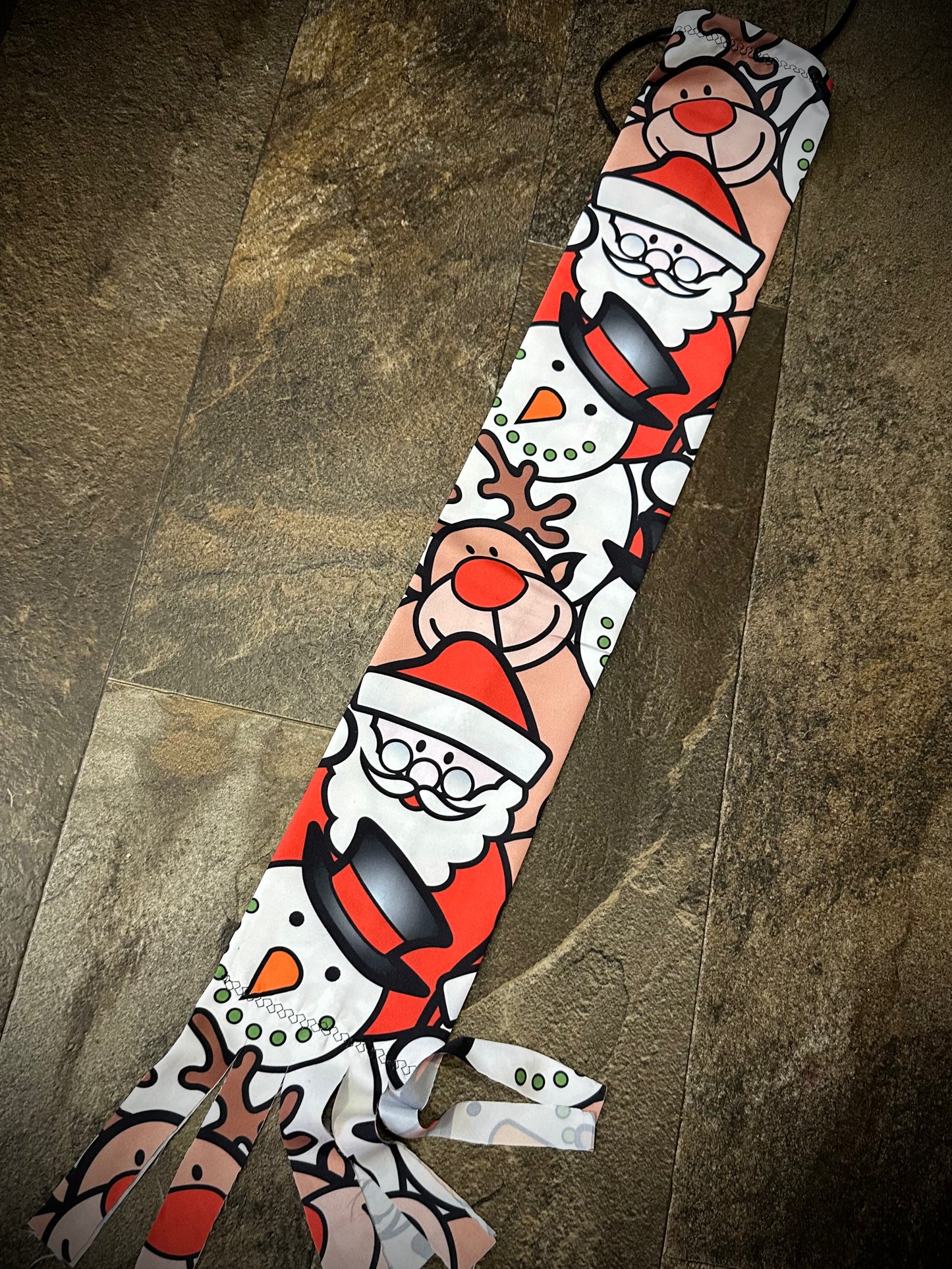 Single Tube Tail Bag - Santa, Frosty & Rudolph Print - RTS