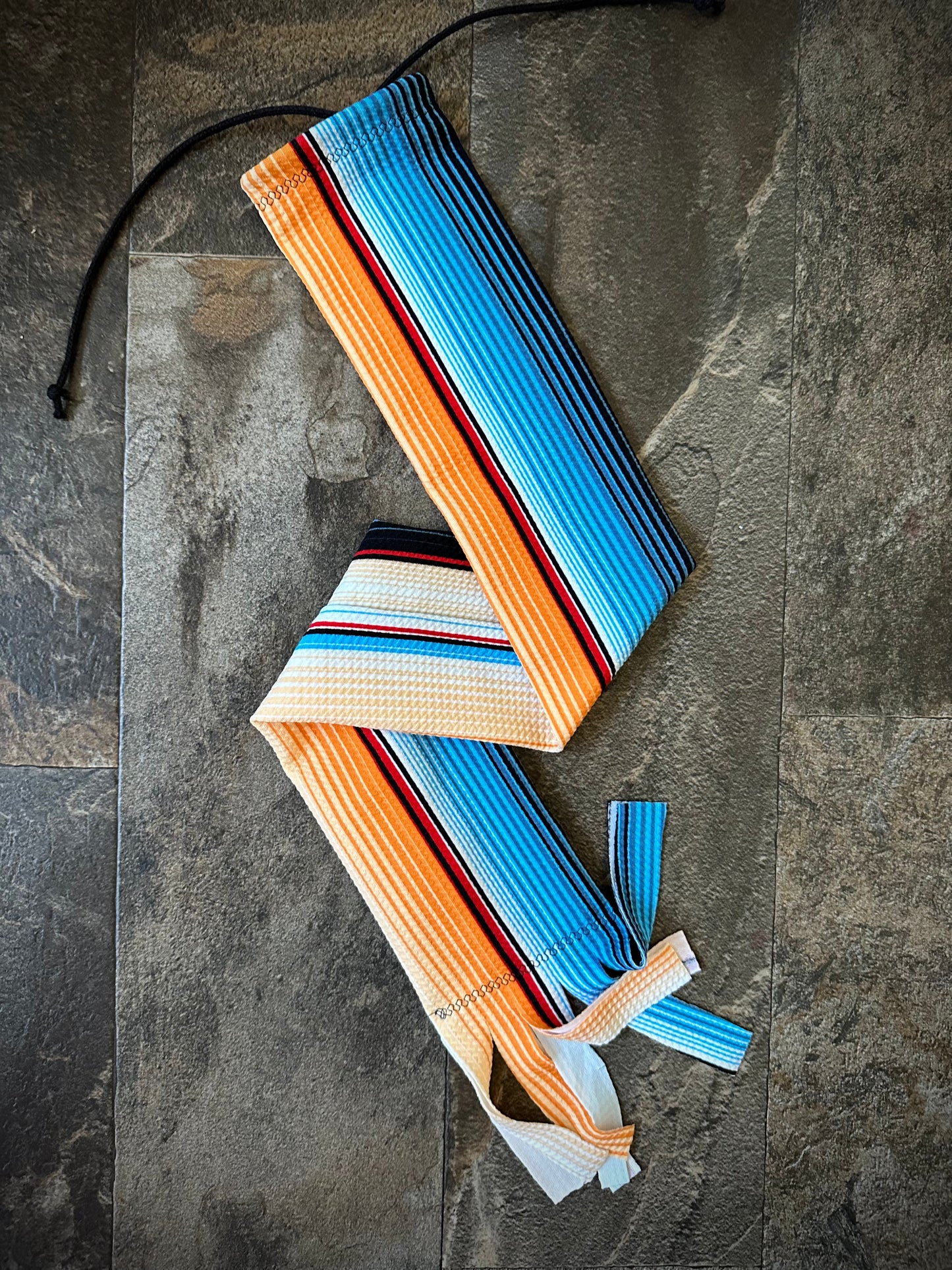 (OOL)Single Tube Tail Bag - Vertical Blue & Orange Stripes - RTS