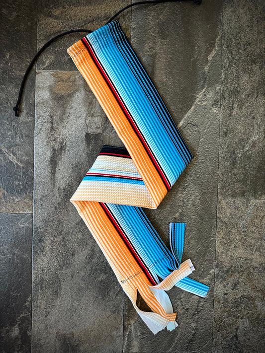 (OOL)Single Tube Tail Bag - Vertical Blue & Orange Stripes - RTS