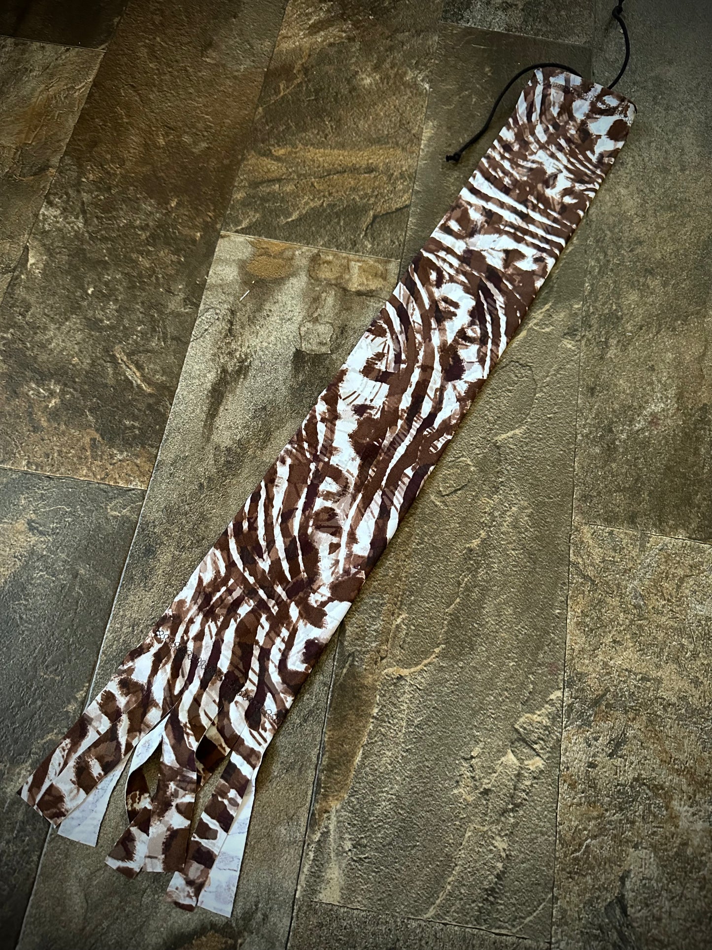 Single Tube Tail Bag - White & Brown Zebra/Tiger Stripes - RTS